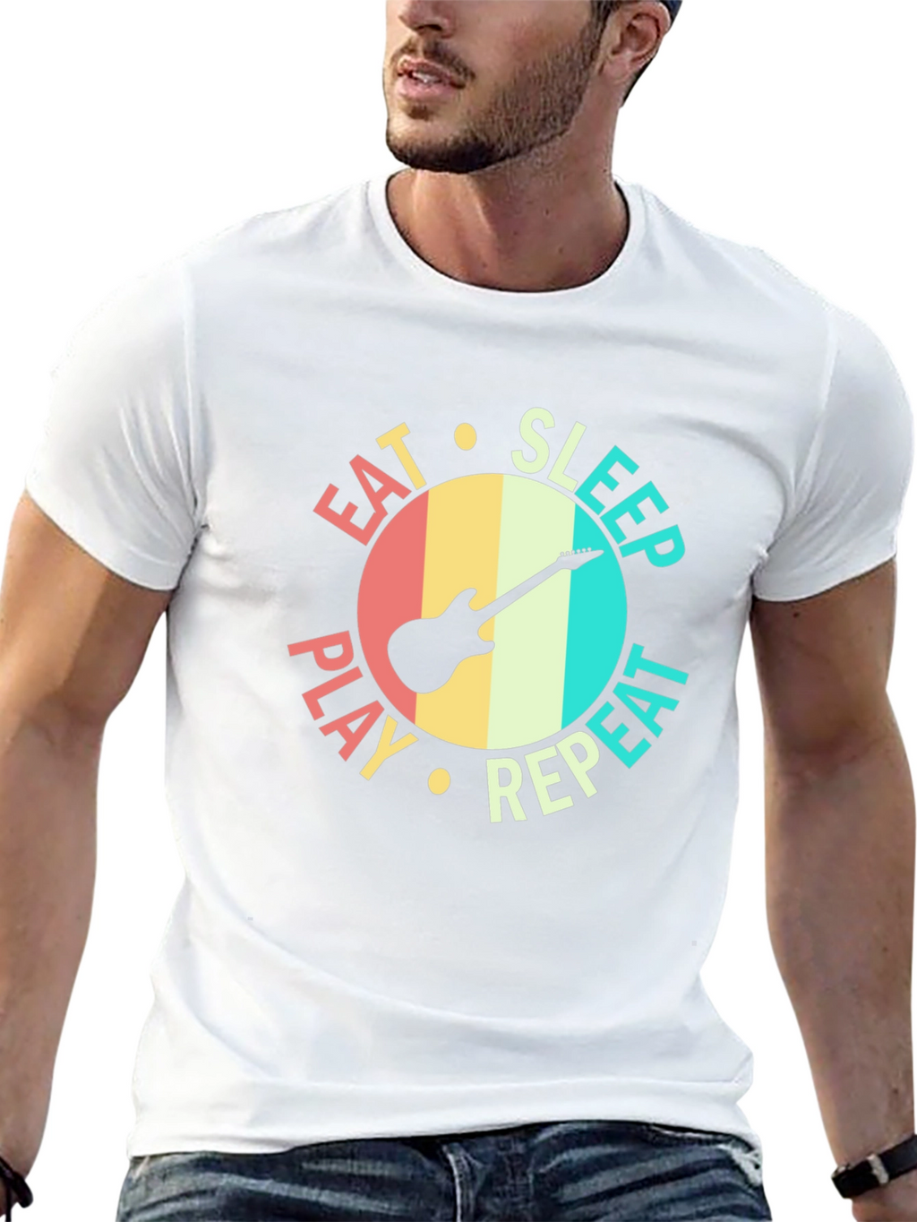 Eat Sleep Play Repeat Guitar T-Shirt