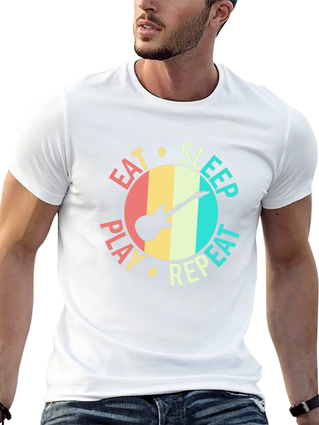 Eat Sleep Play Repeat Guitar T-Shirt
