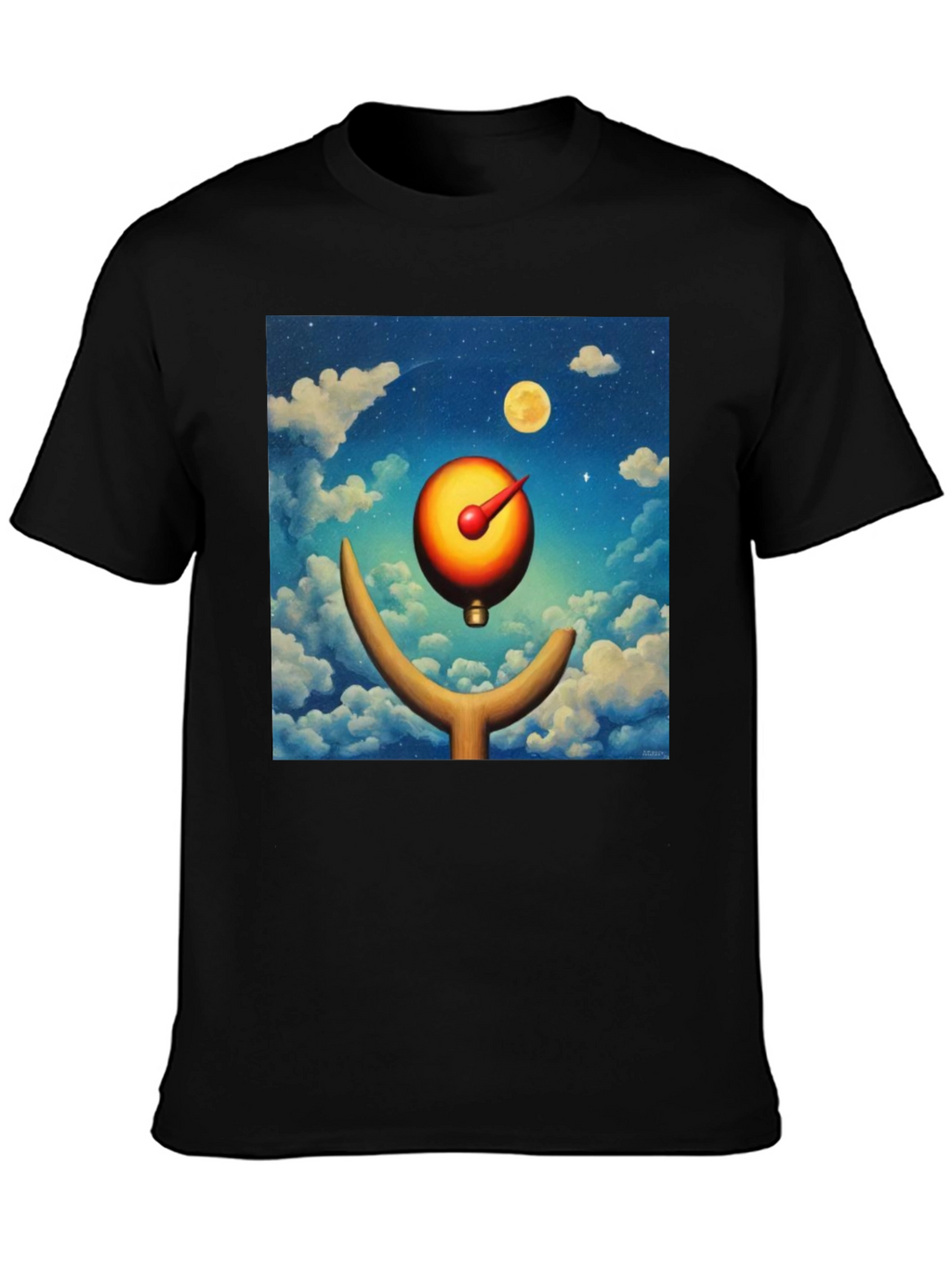 Surreal Moon Dial Black T-Shirt