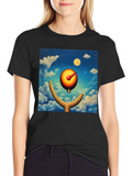 Surreal Moon Dial Black T-Shirt