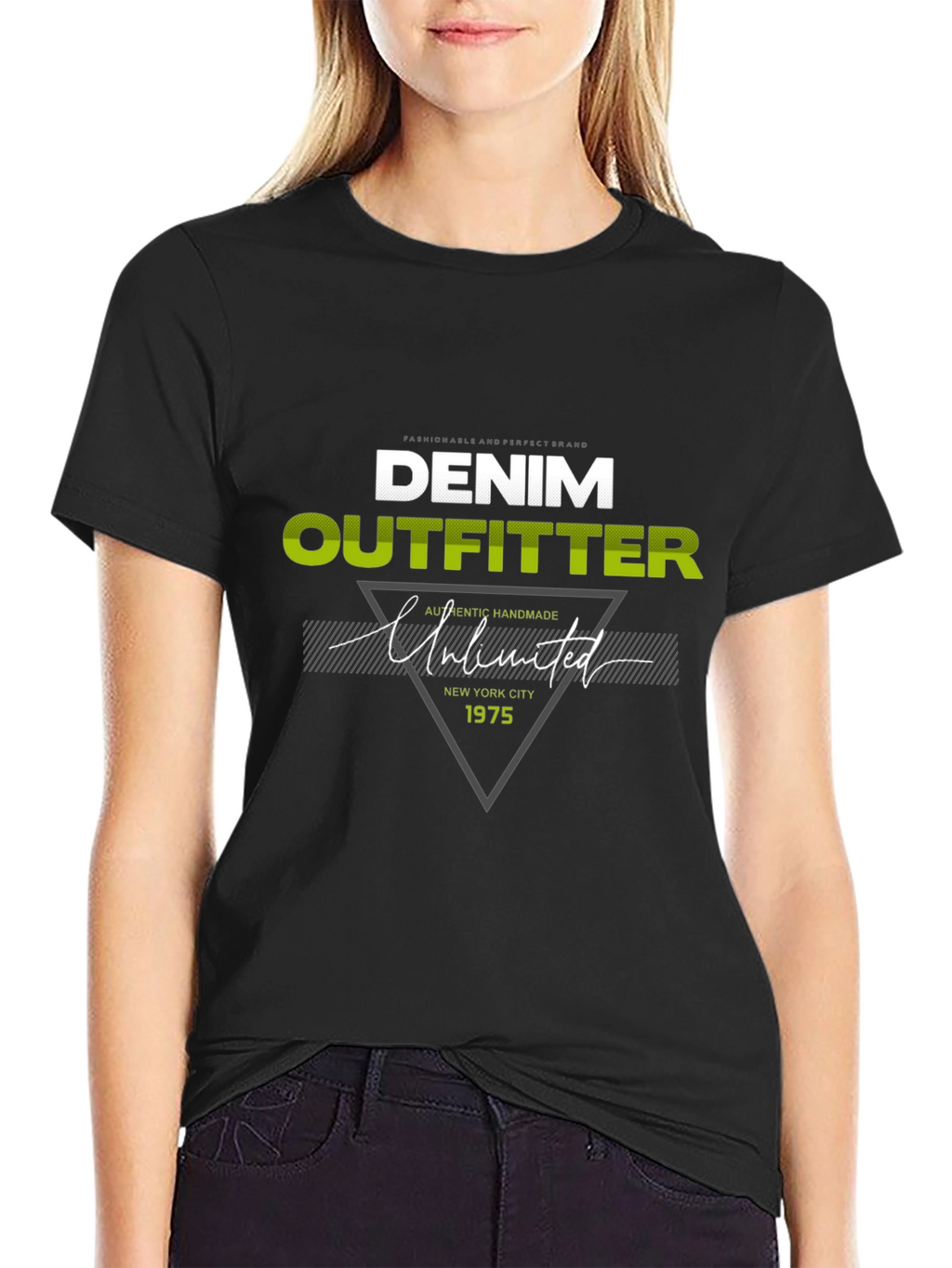 Denim Outfitter Graphic Print Tee - Casual Black T-Shirt