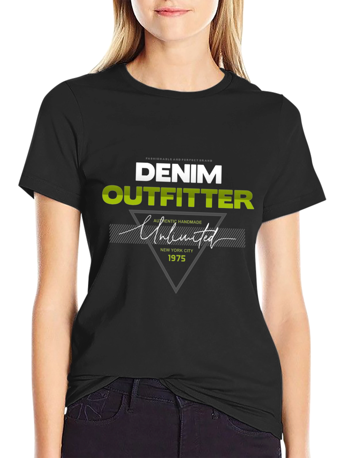 Denim Outfitter Graphic Print Tee - Casual Black T-Shirt