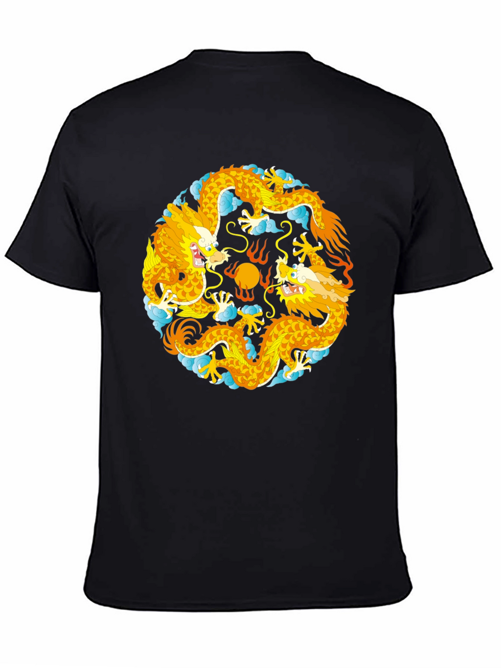 Yin Yang Dragons Graphic T-Shirt - Black Cotton Tee
