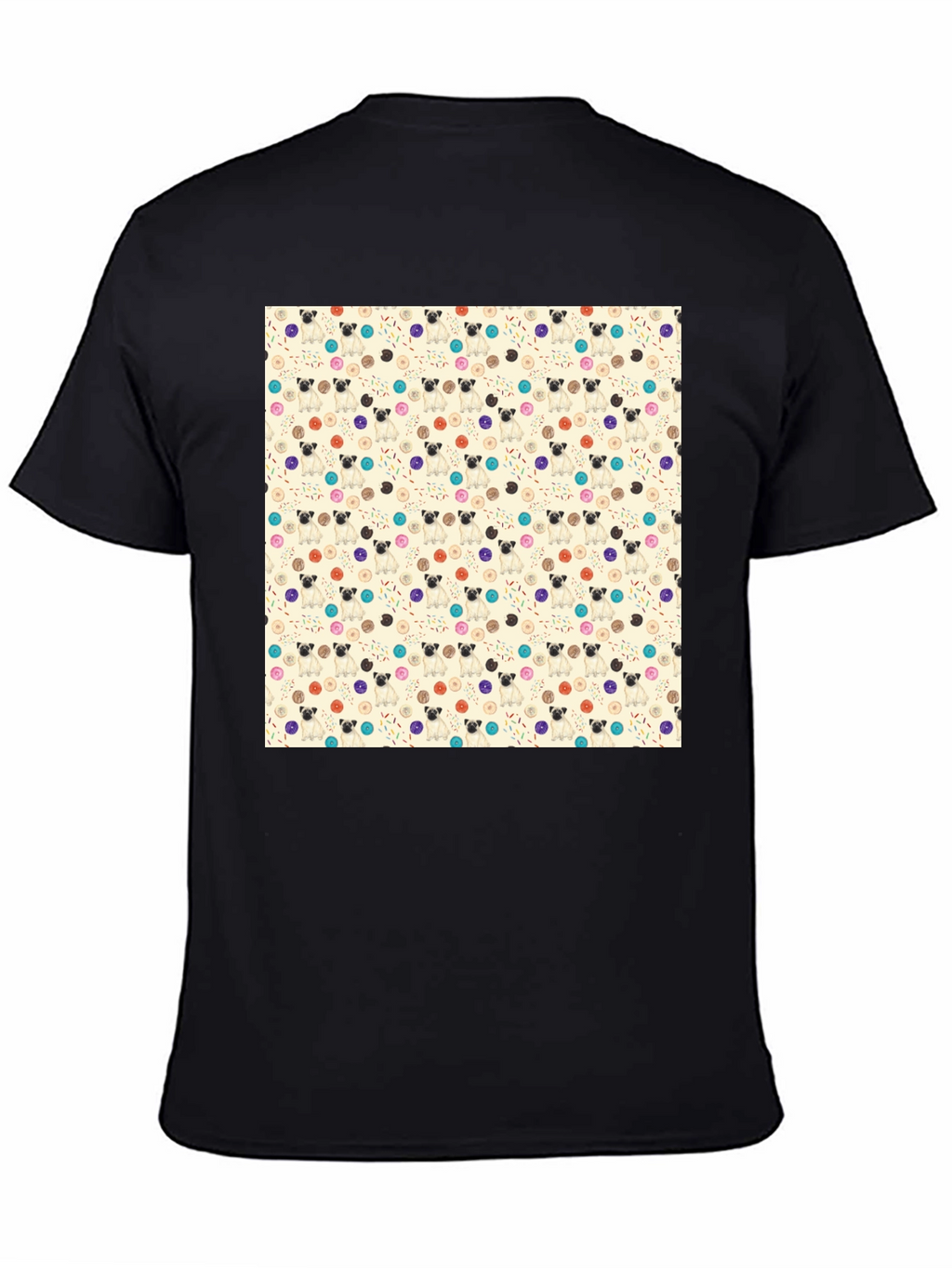 Pug & Donut Pattern Tee - Trendy Graphic T-Shirt