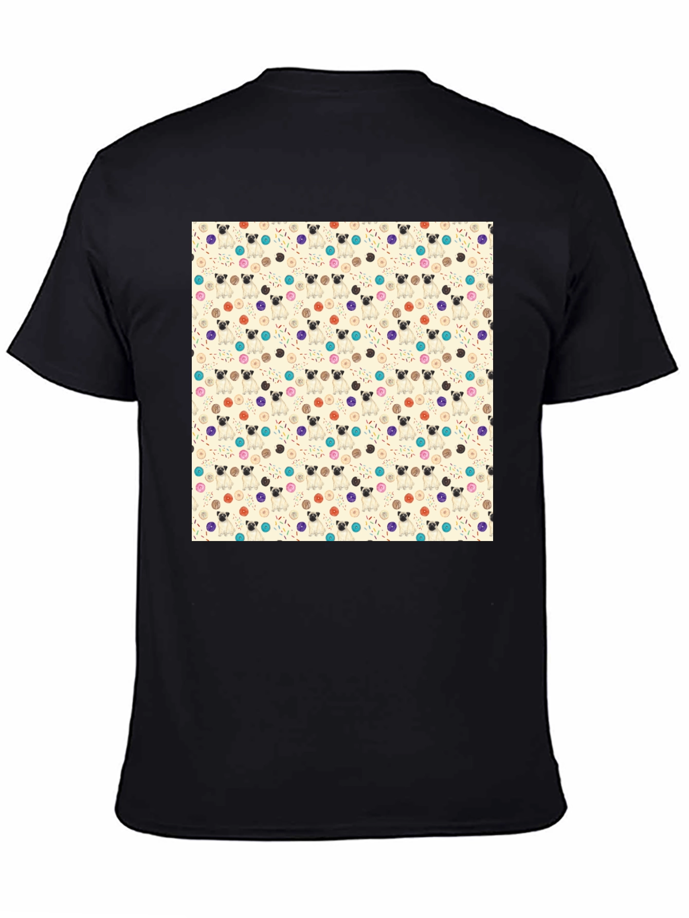 Pug & Donut Pattern Tee - Trendy Graphic T-Shirt