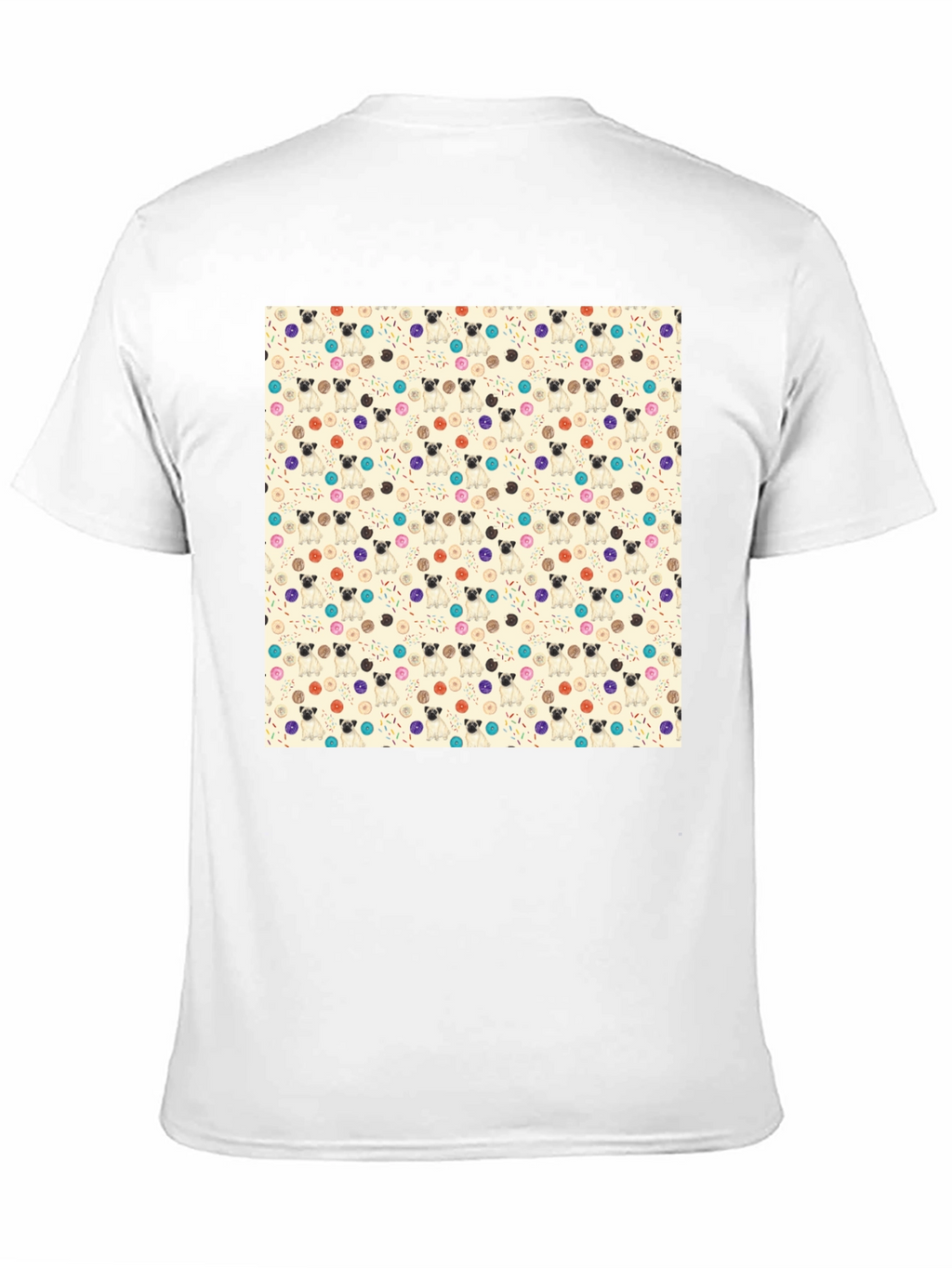 Pug & Donut Pattern Tee - Trendy Graphic T-Shirt