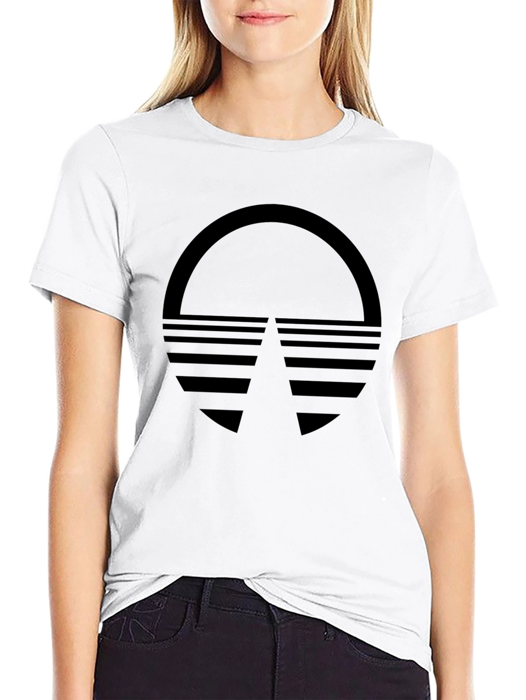 Retro Sunset Graphic Tee - Black Cotton Blend