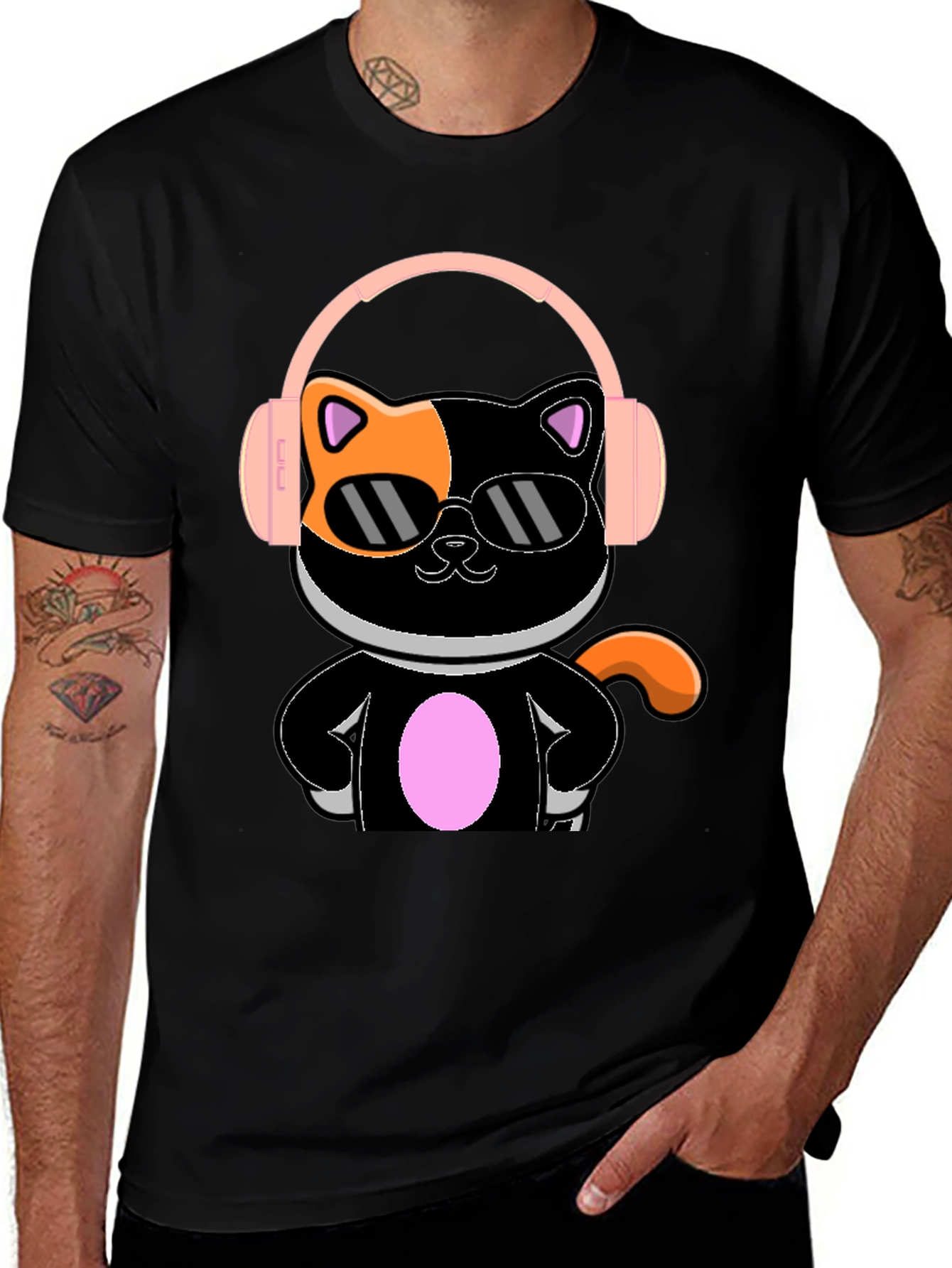 Cool Cat Tee - Funky Feline in Shades & Headphones T-Shirt