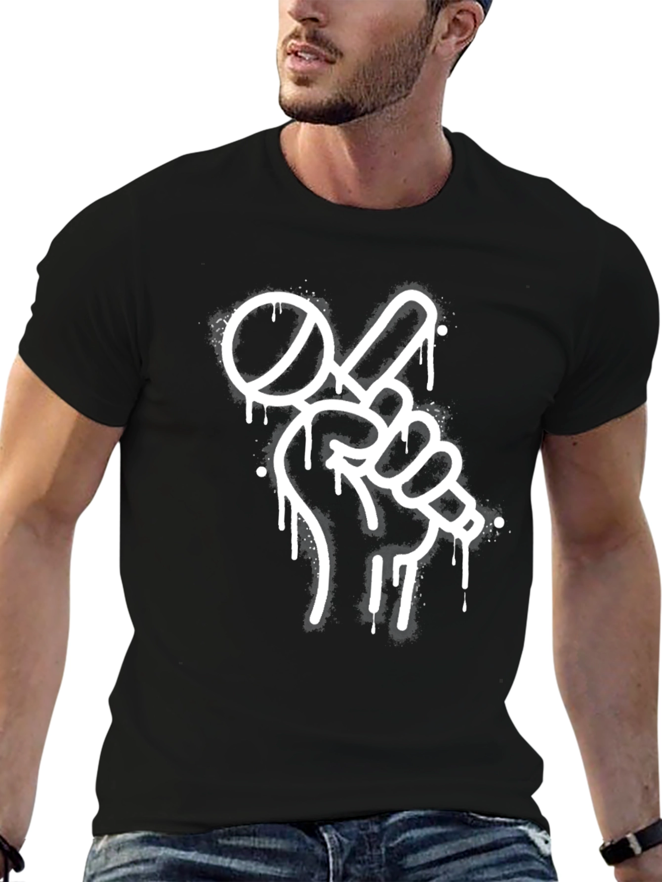 Microphone Graffiti Graphic Tee - Streetwear Style