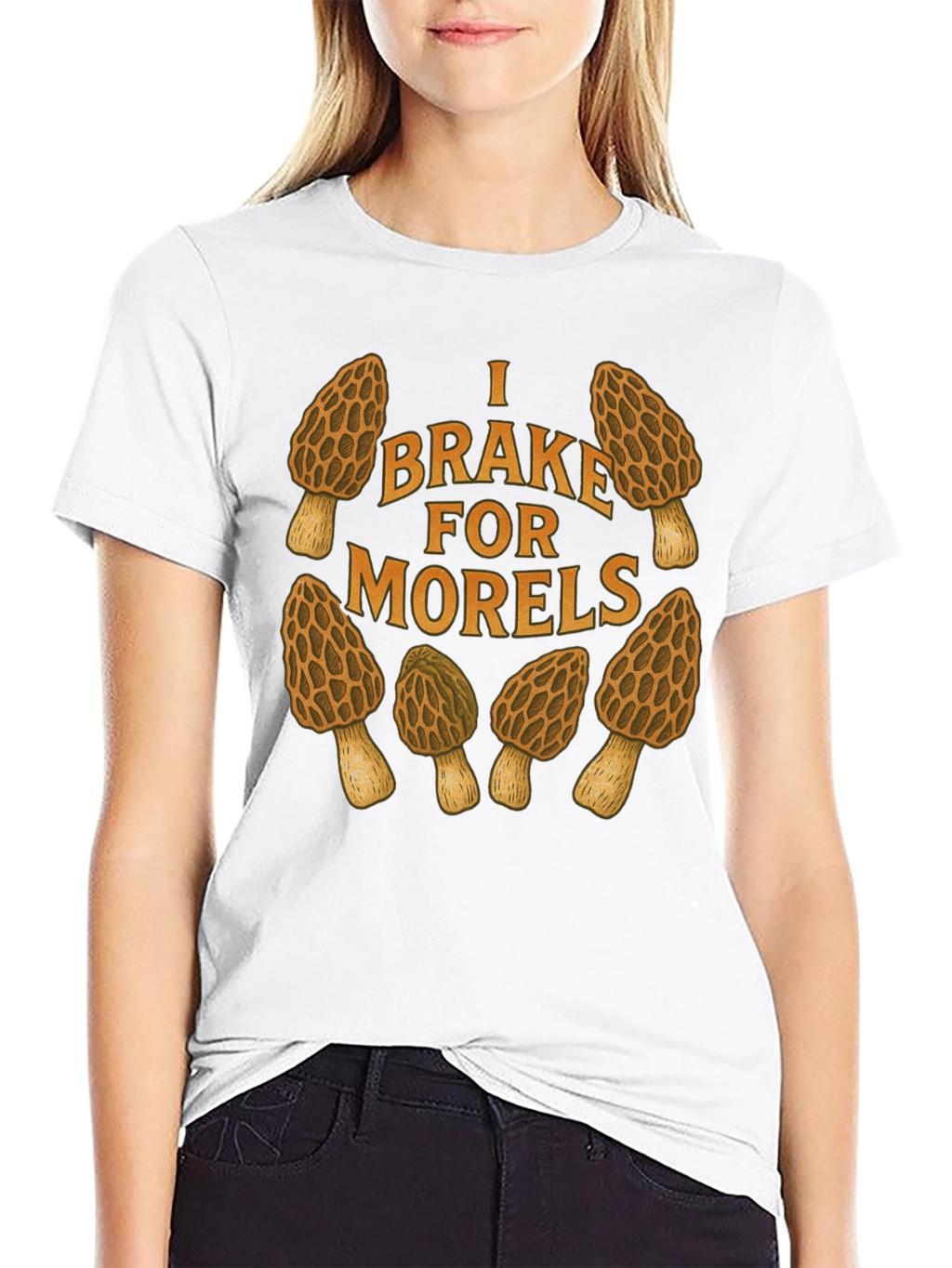 I Brake for Morels Mushroom Hunting T-Shirt