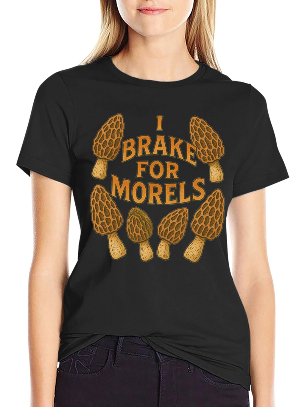 I Brake for Morels Mushroom Hunting T-Shirt
