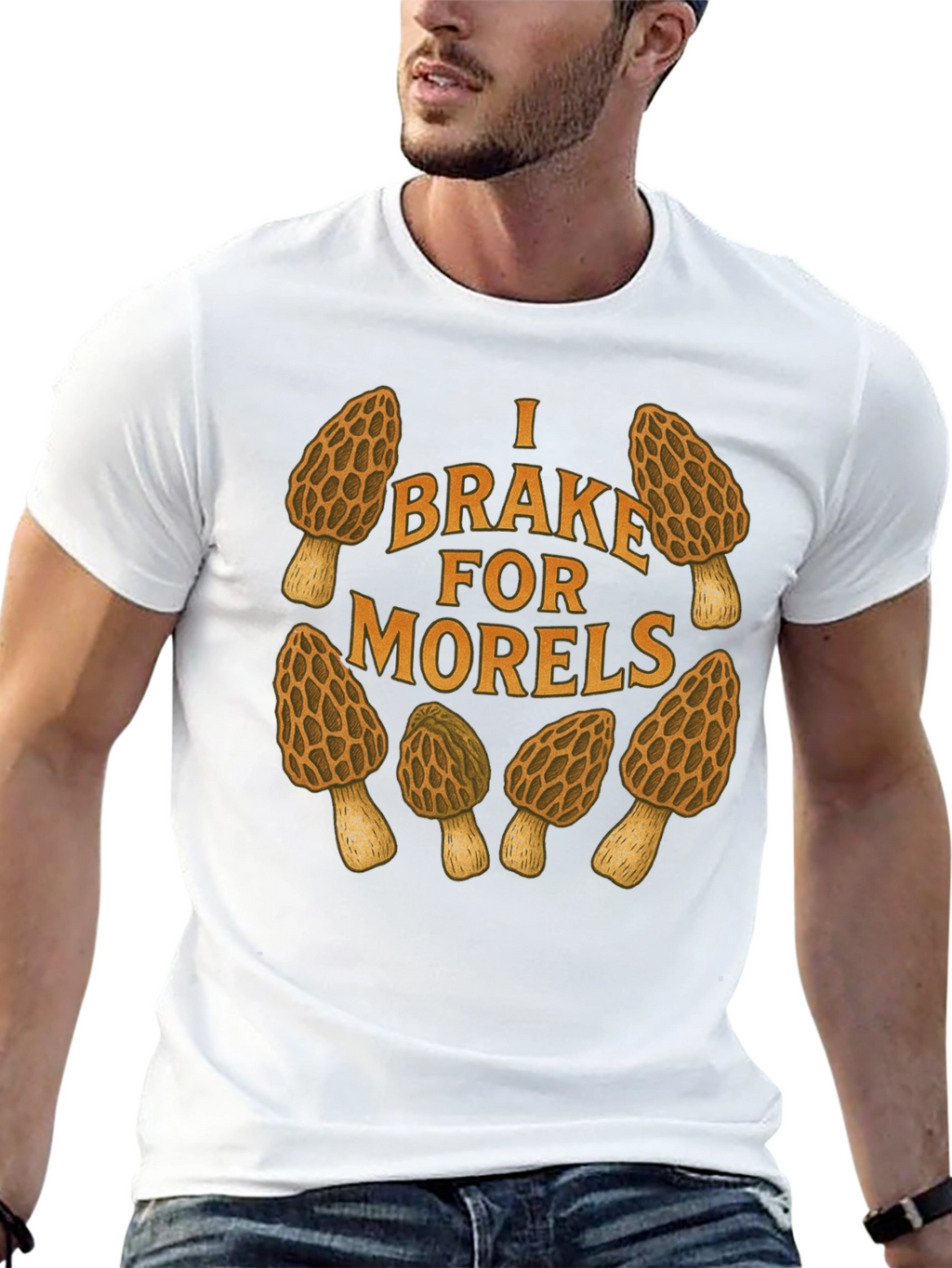 I Brake for Morels Mushroom Hunting T-Shirt