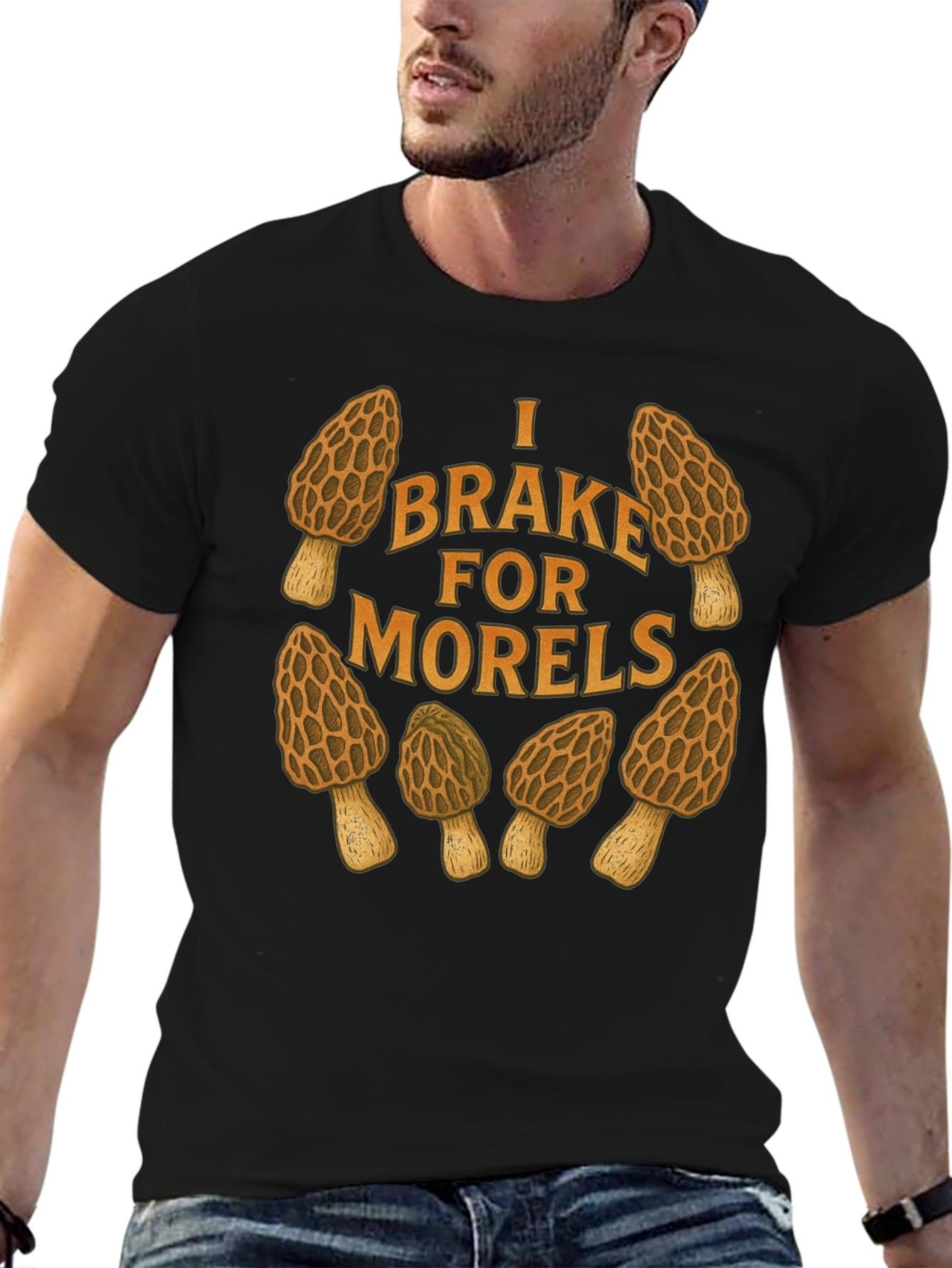 I Brake for Morels Mushroom Hunting T-Shirt
