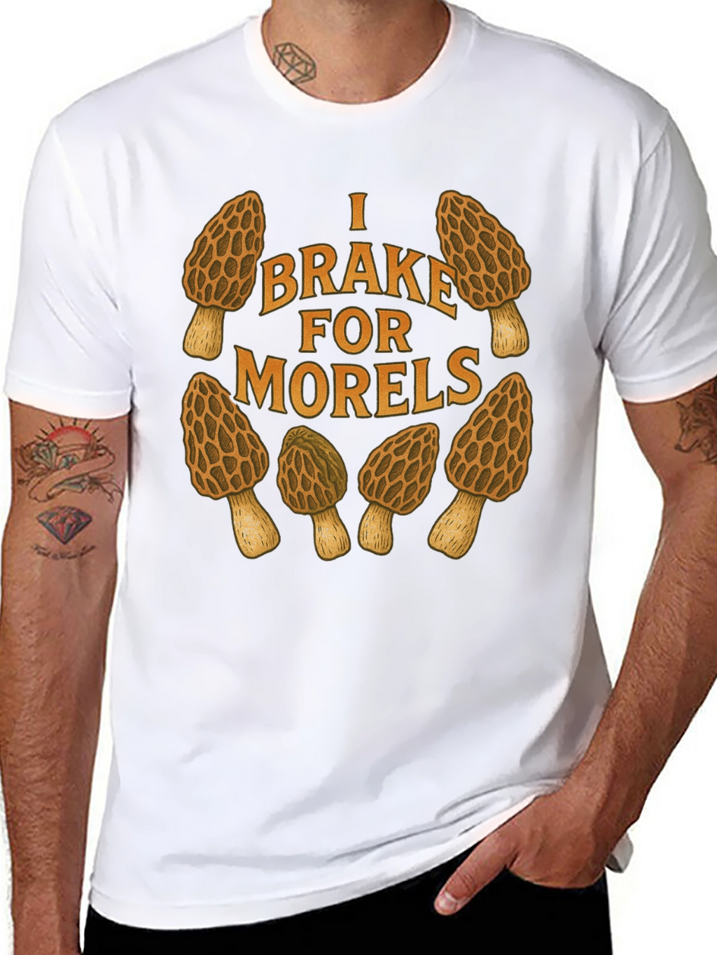 I Brake for Morels Mushroom Hunting T-Shirt