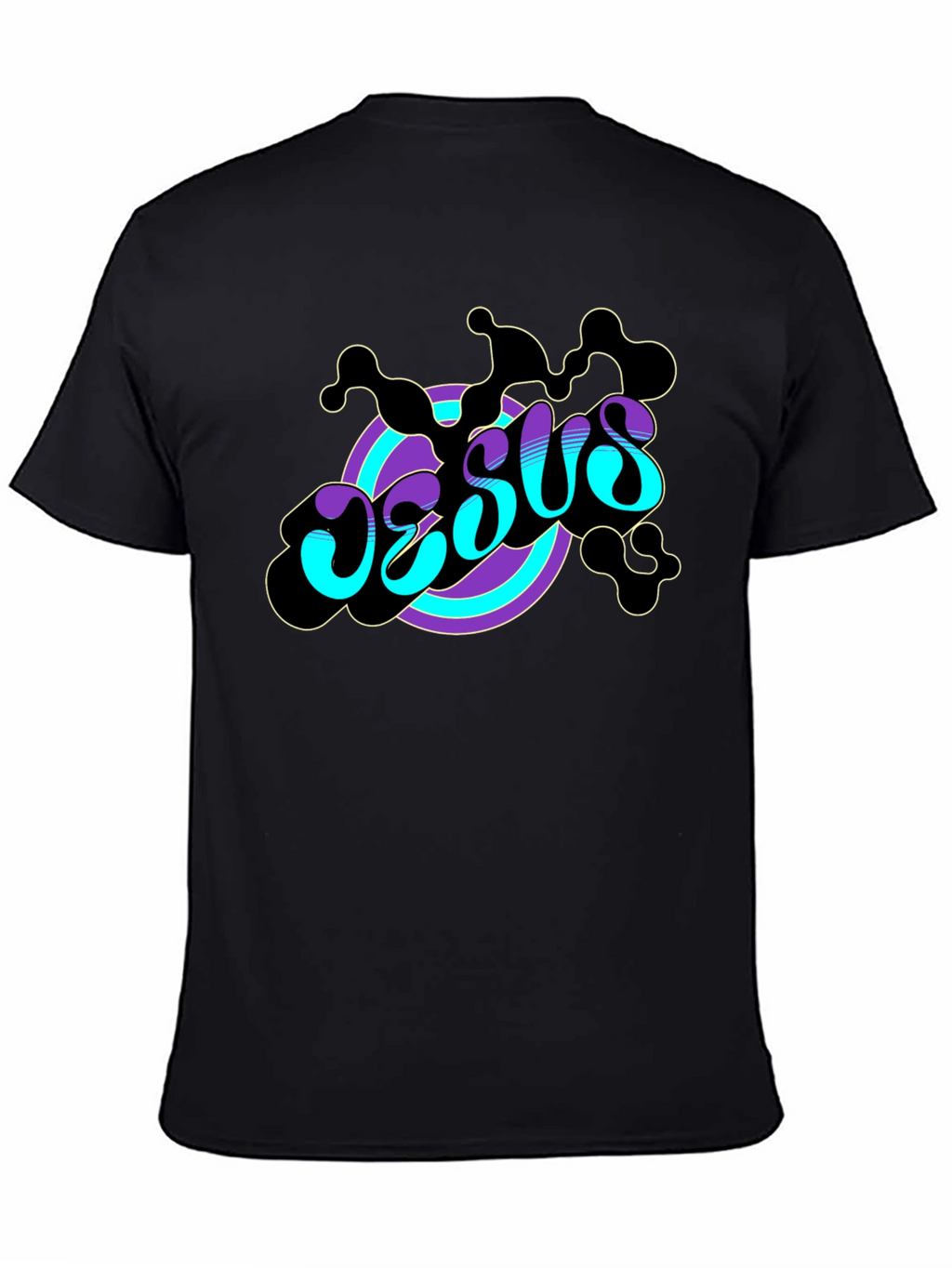 Groovy Jesus Graphic Print Black Tee