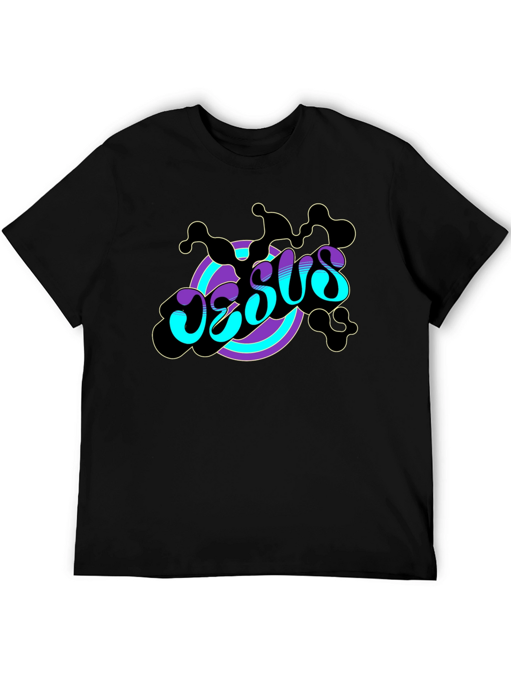 Groovy Jesus Graphic Print Black Tee