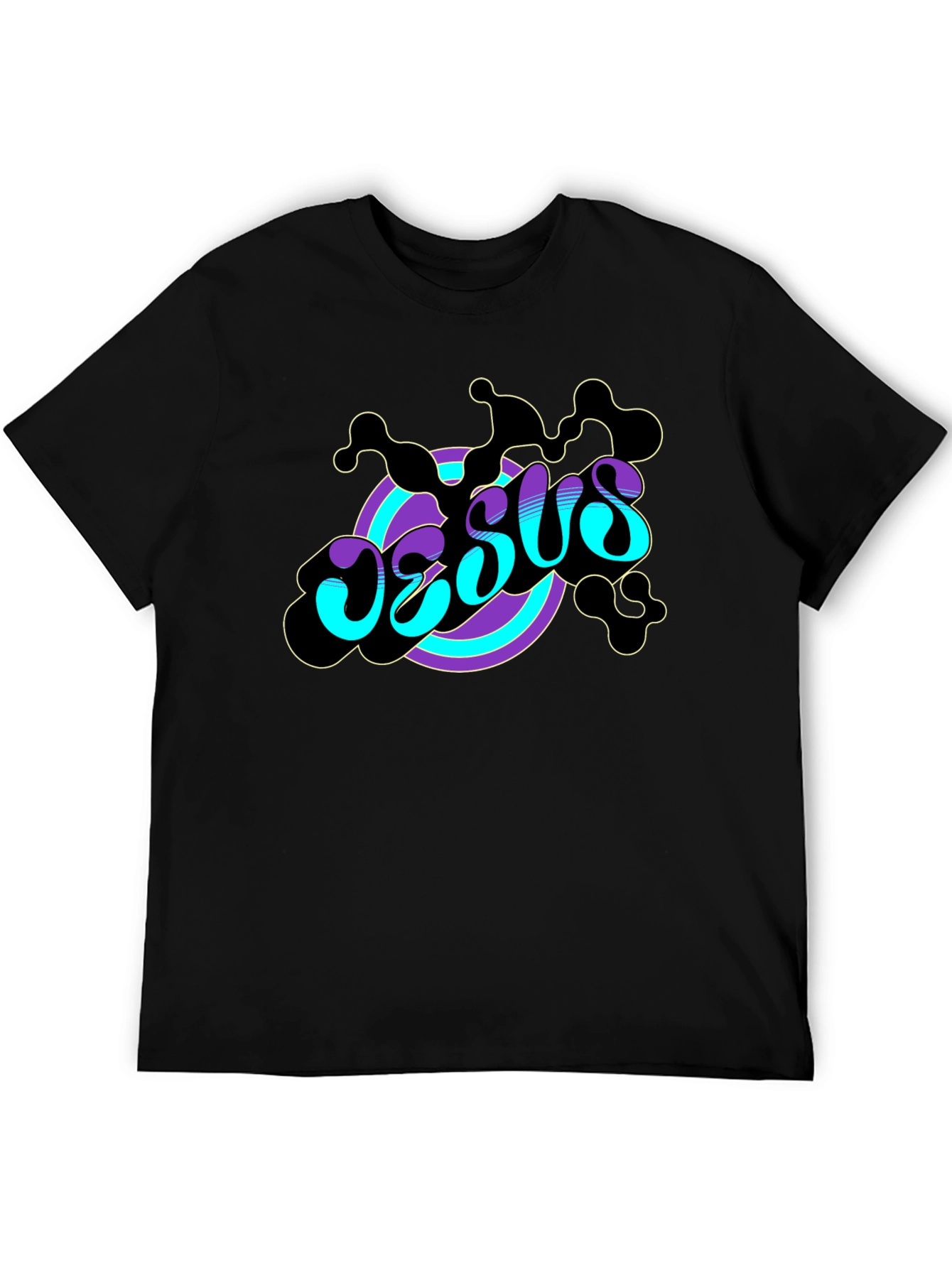 Groovy Jesus Graphic Print Black Tee