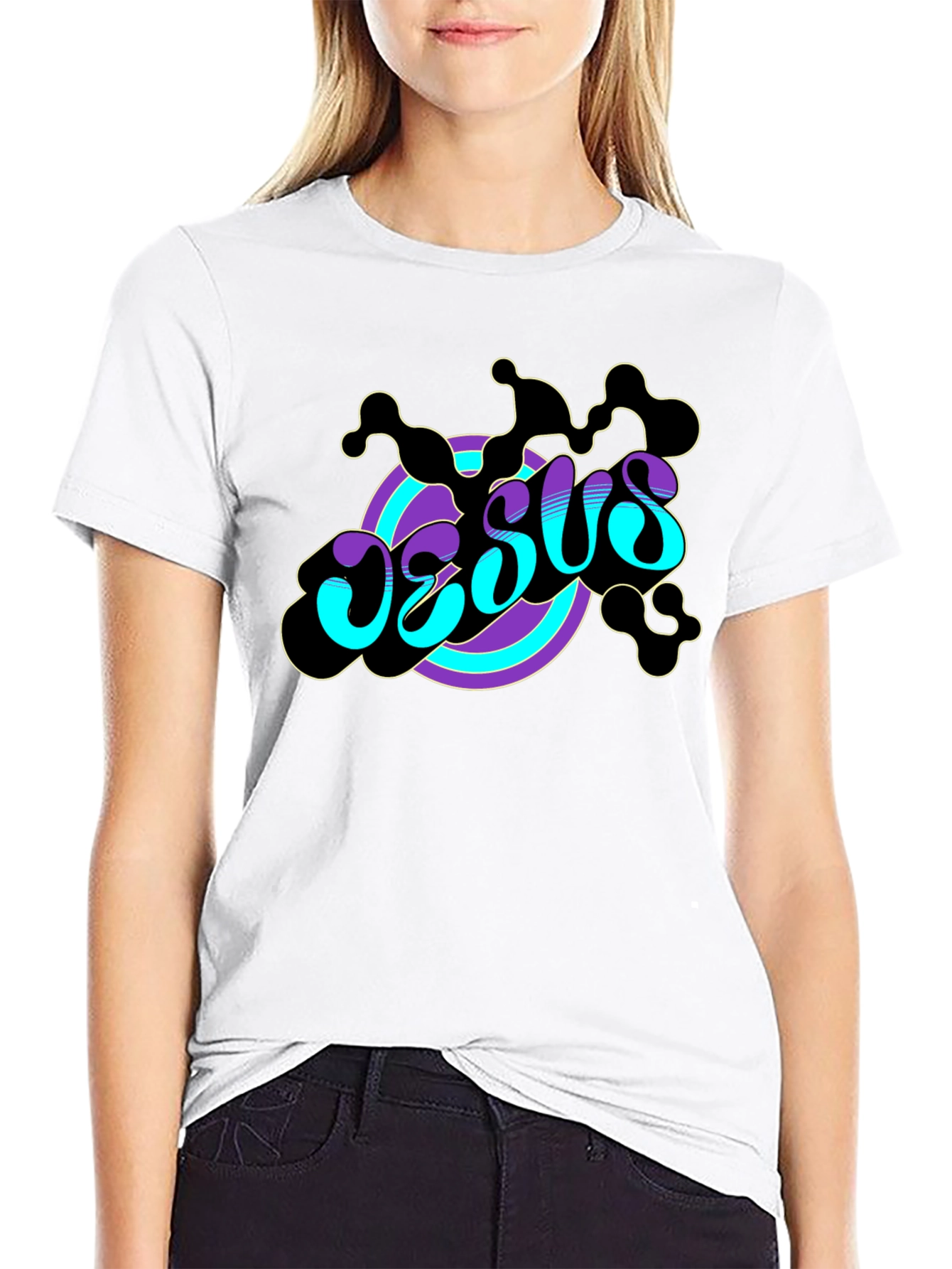 Groovy Jesus Graphic Print Black Tee