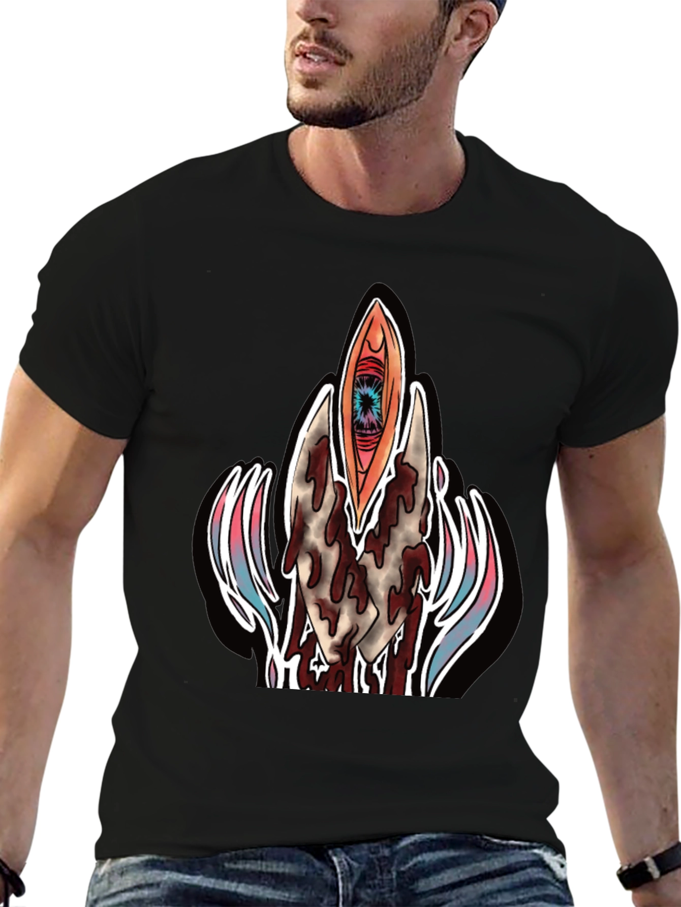 Surrealist Eye Graphic Tee - Black