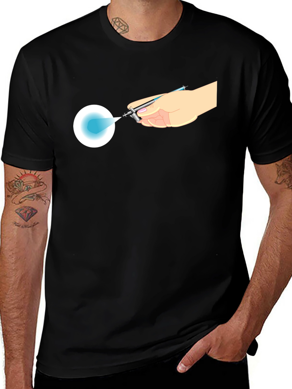 Airbrush Design Black T-Shirt - Artists Touch