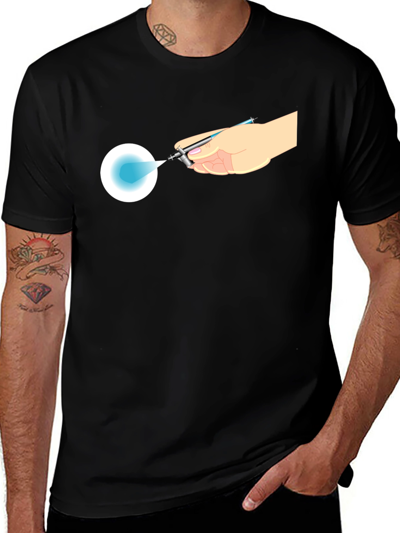 Airbrush Design Black T-Shirt - Artists Touch