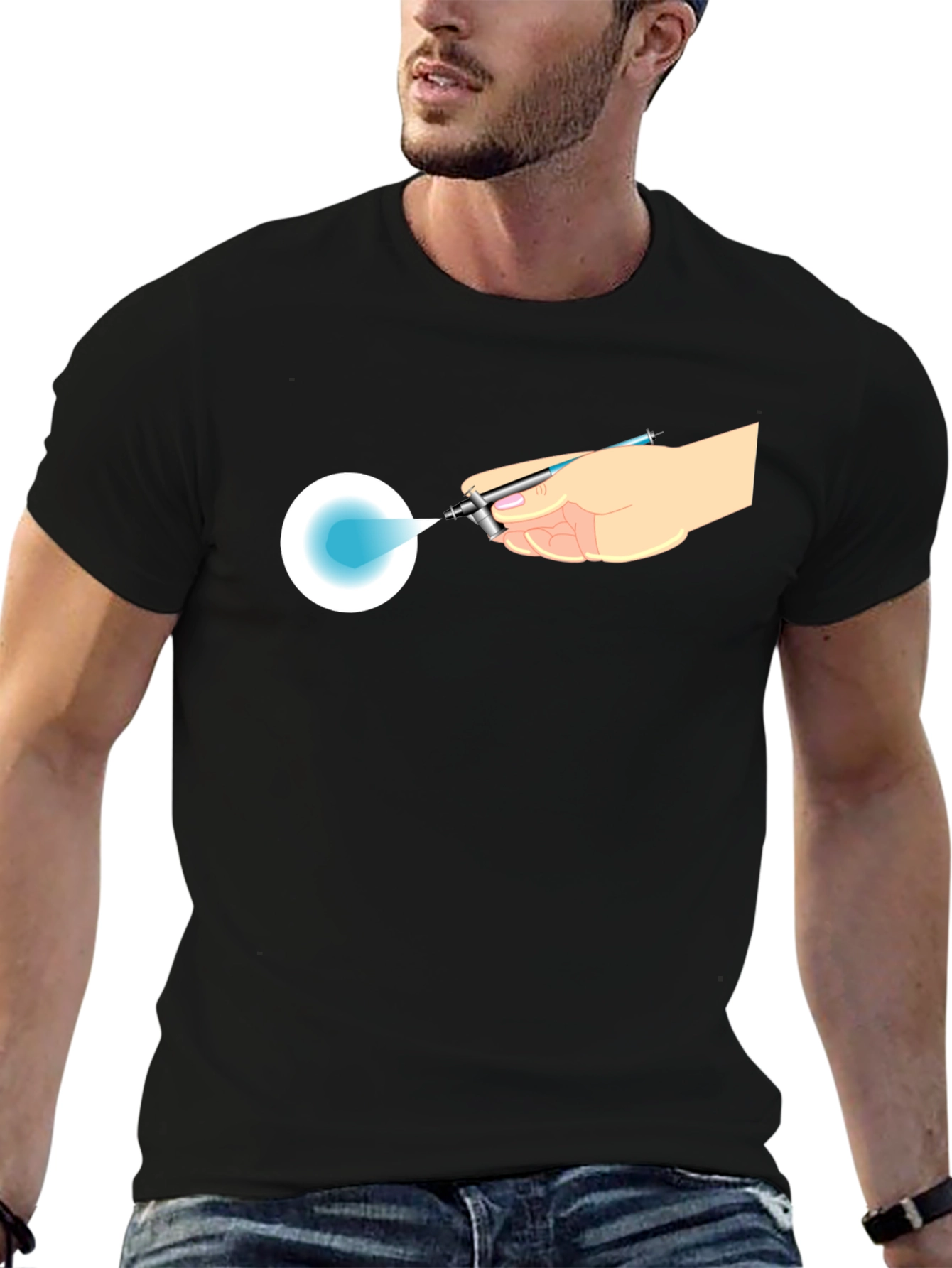 Airbrush Design Black T-Shirt - Artists Touch