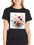 Floral Print Black T-Shirt for Men