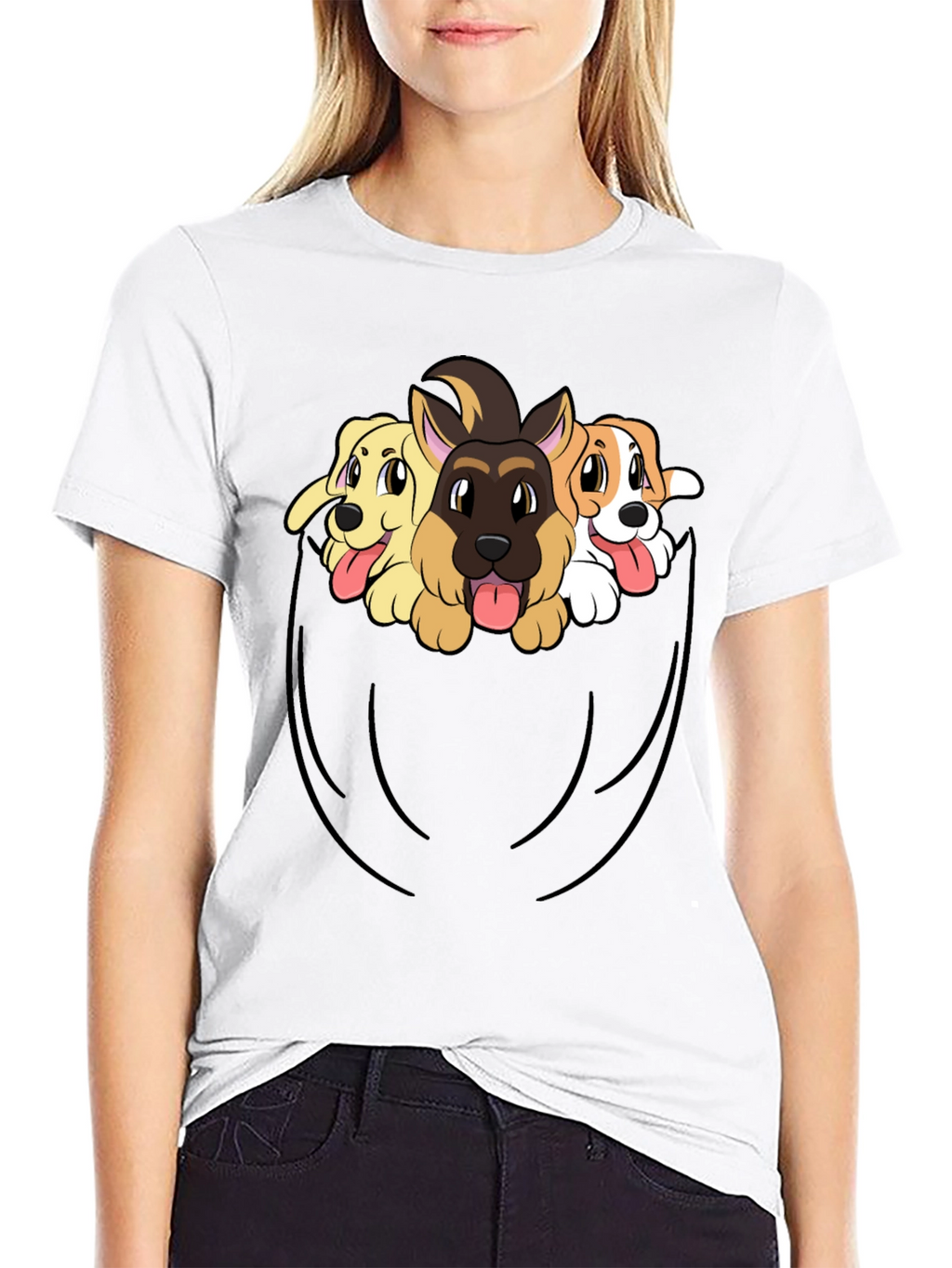Dog Pocket T-Shirt - Cute Puppy Tee