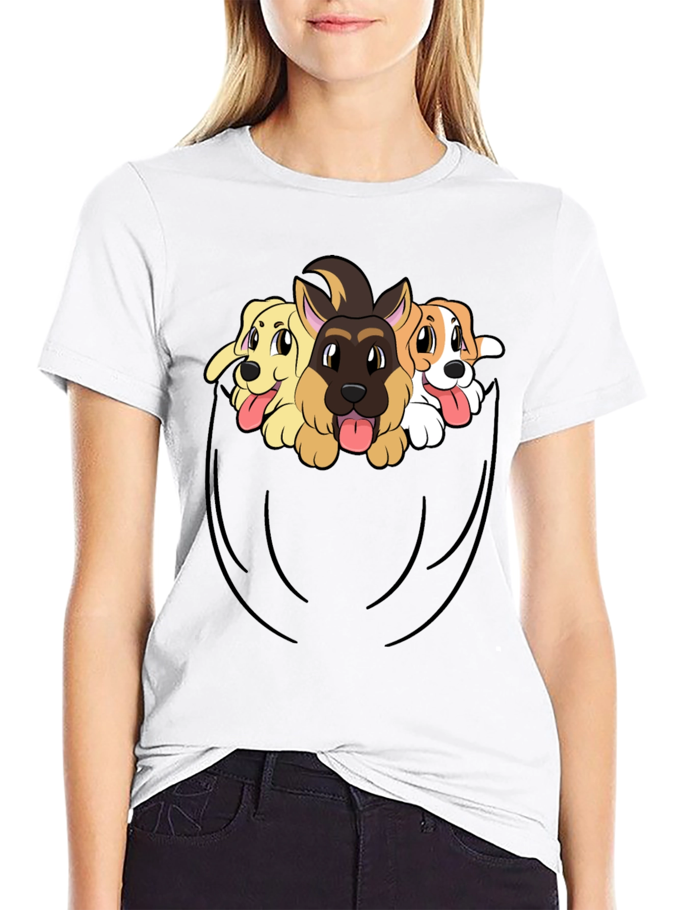Dog Pocket T-Shirt - Cute Puppy Tee