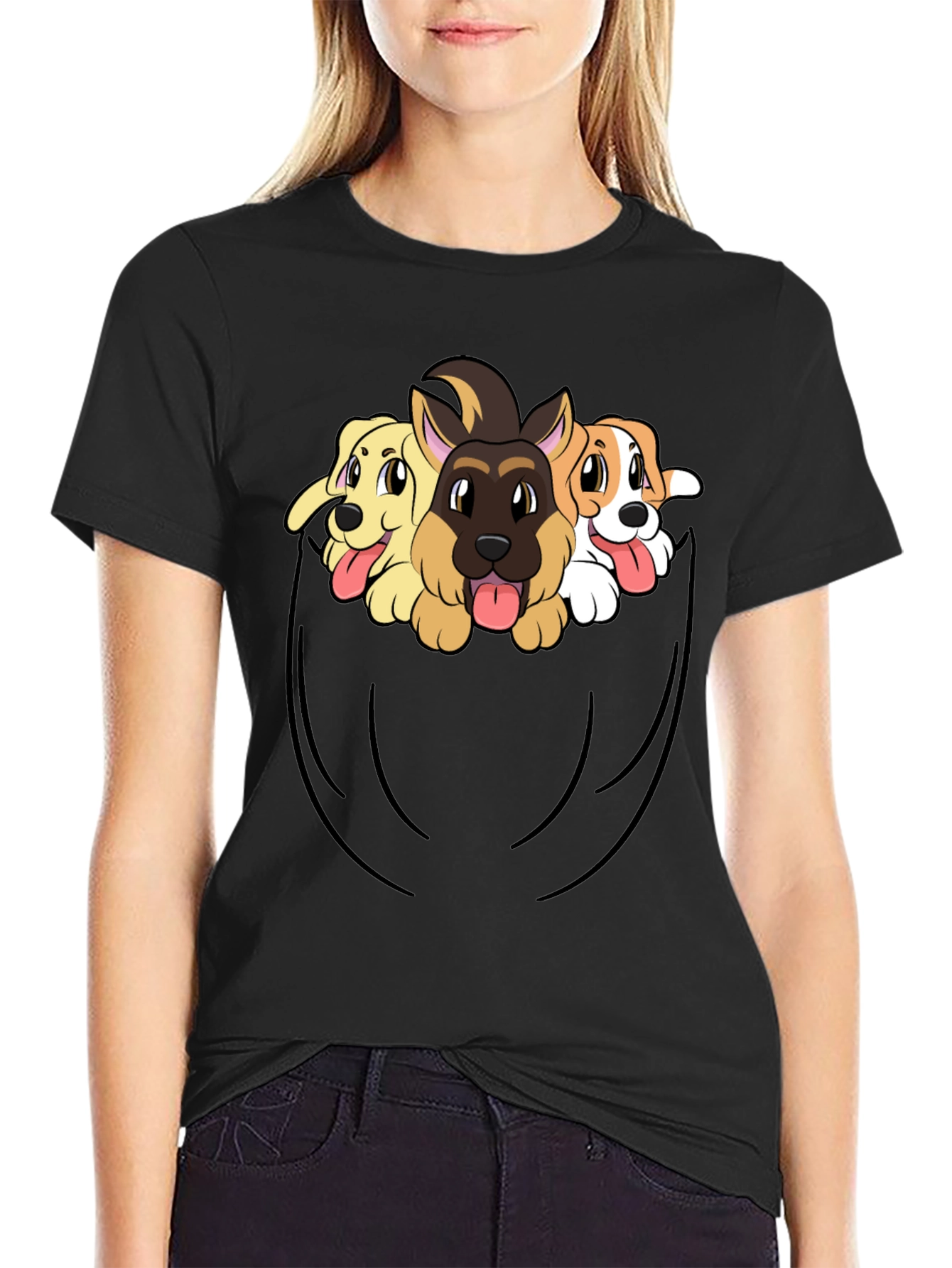 Dog Pocket T-Shirt - Cute Puppy Tee