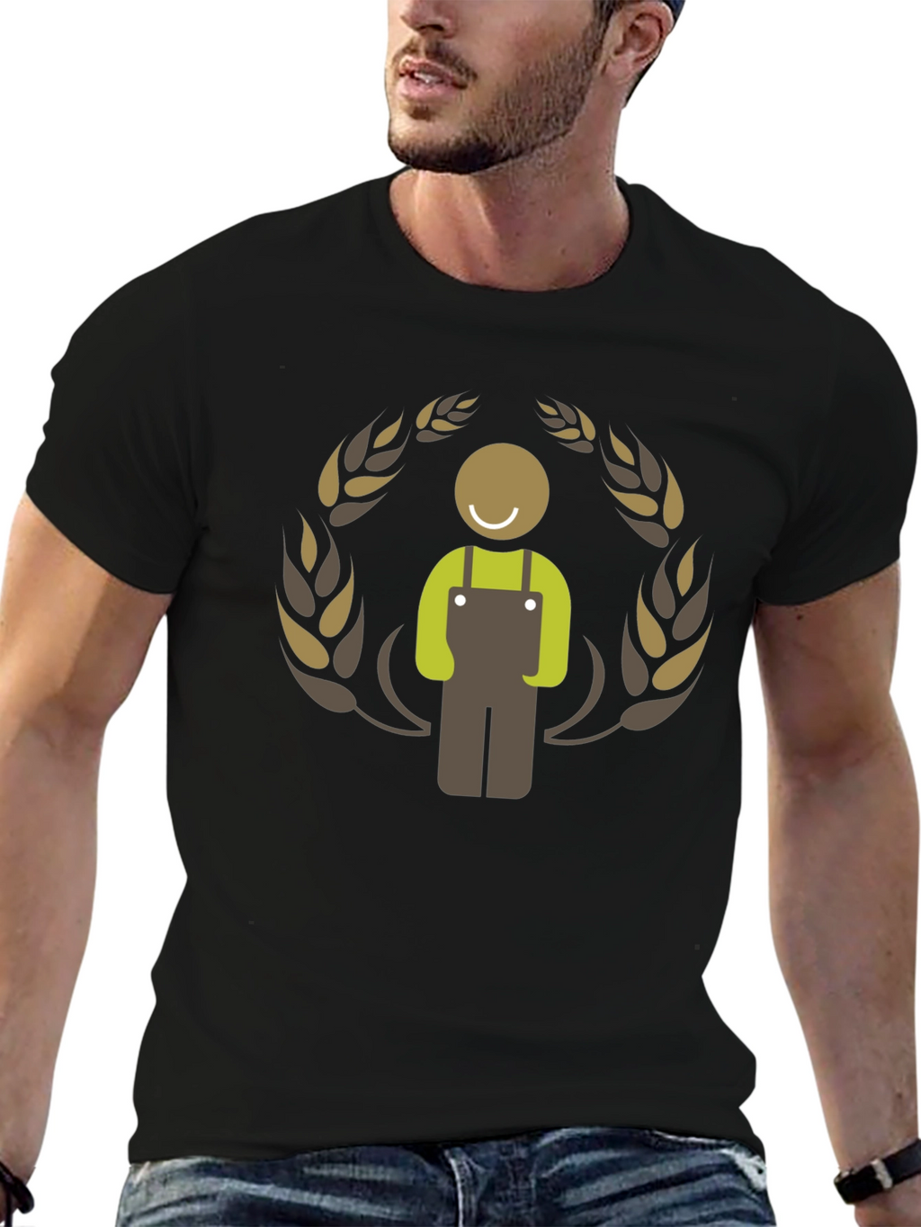Farmer Graphic Black T-Shirt