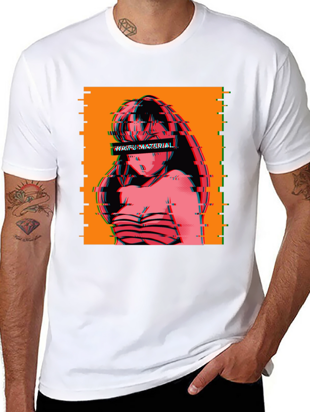 Waifu Material Anime Glitch T-Shirt