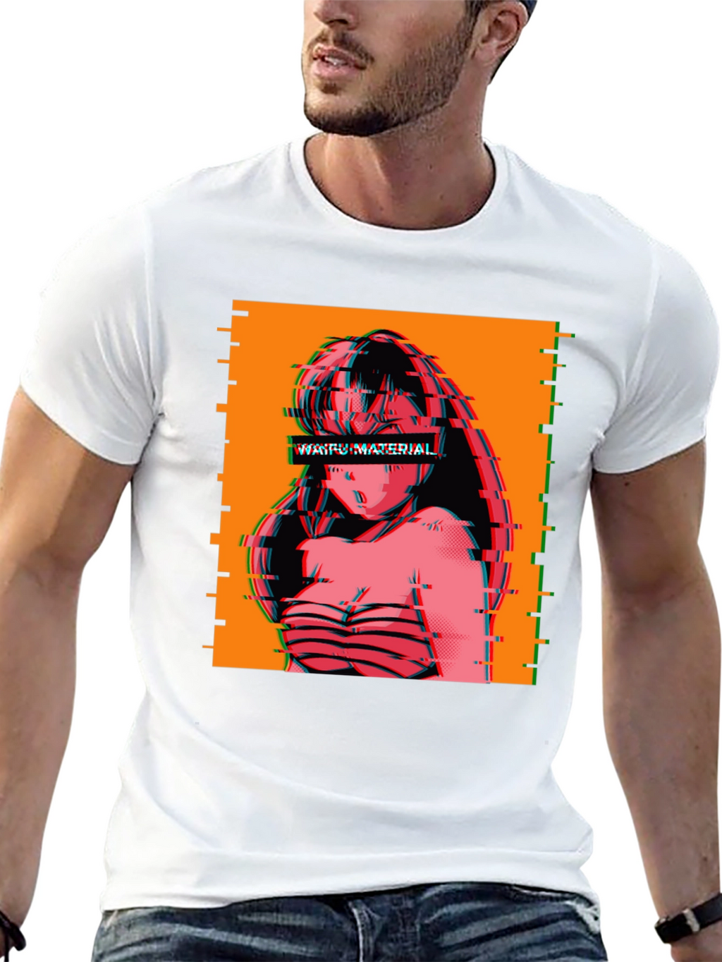 Waifu Material Anime Glitch T-Shirt