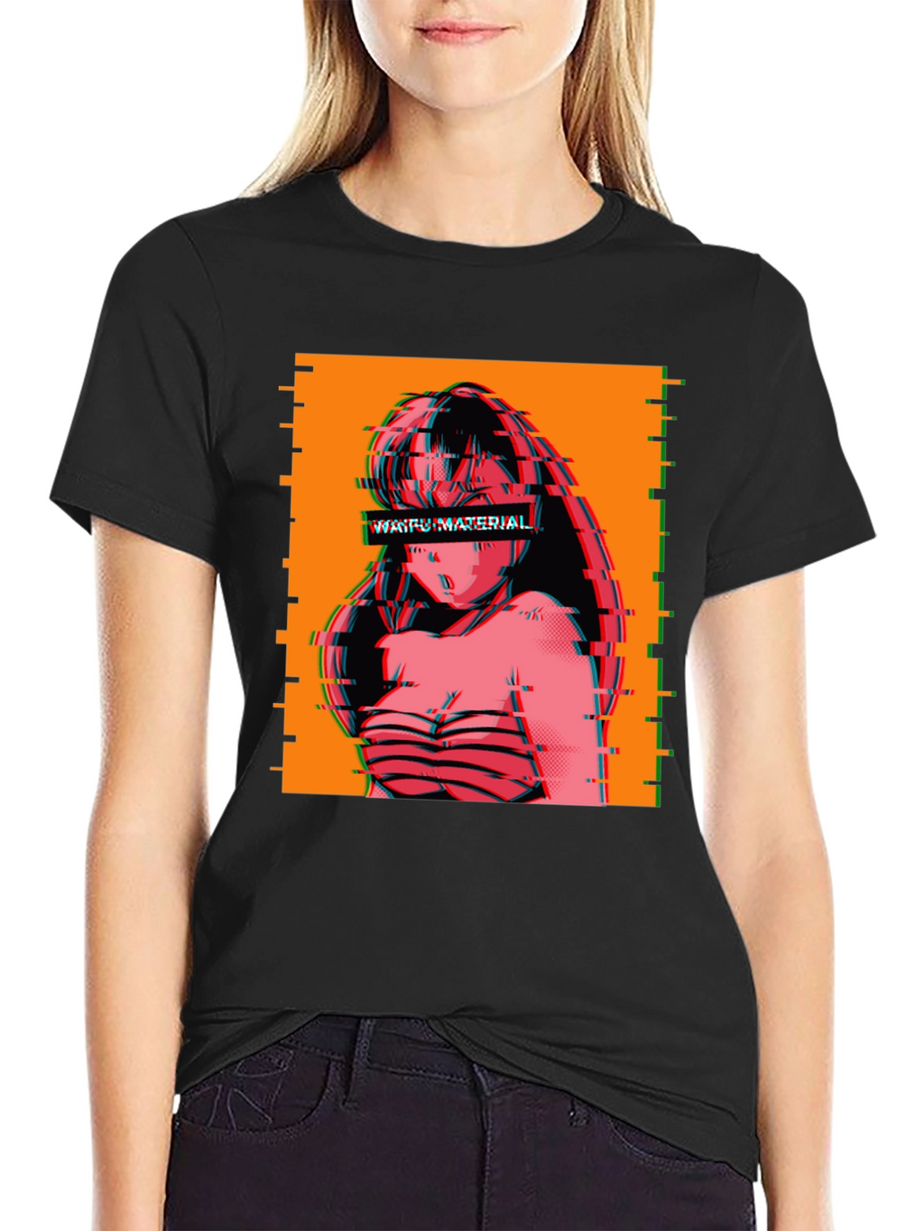 Waifu Material Anime Glitch T-Shirt