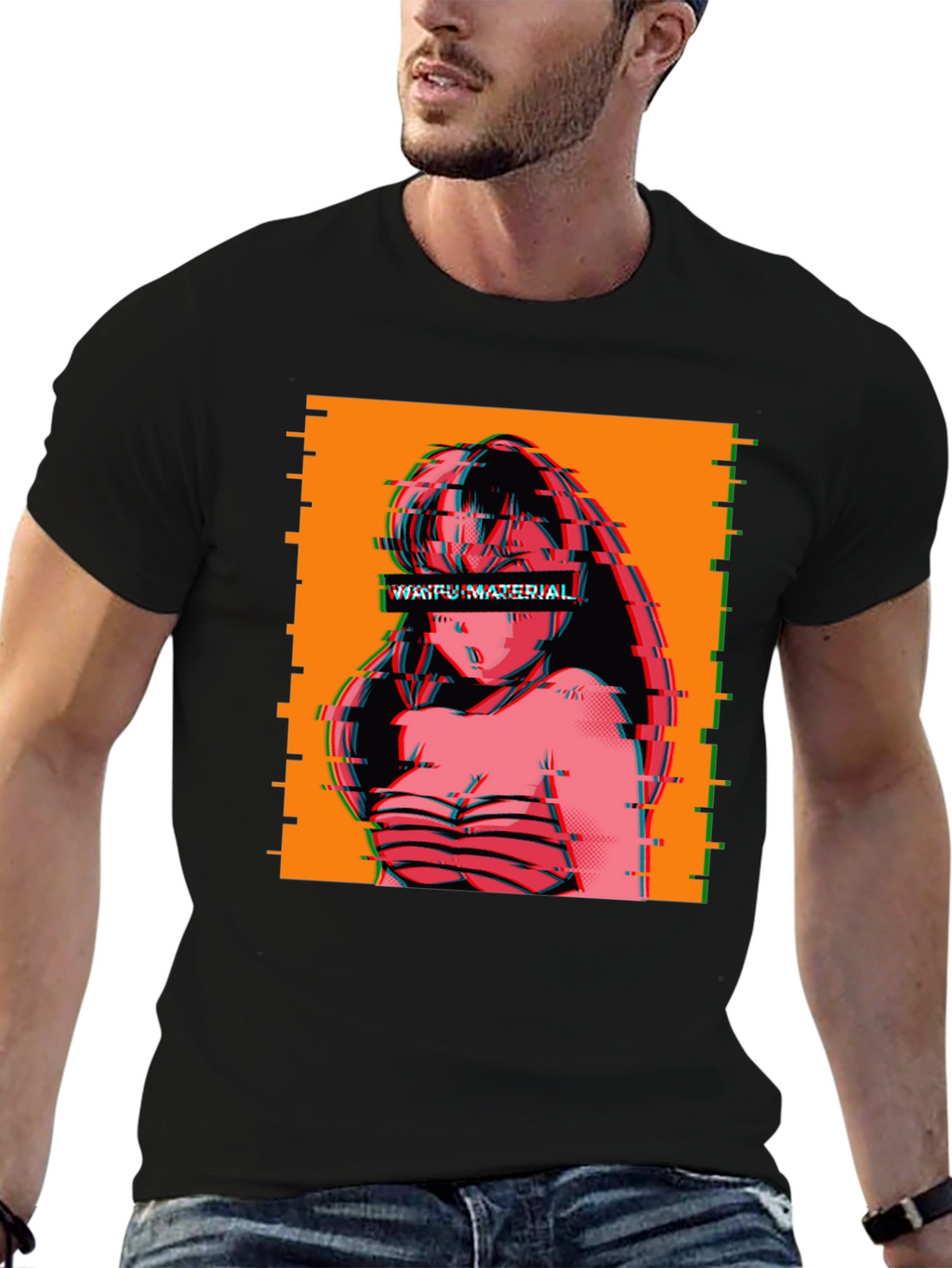 Waifu Material Anime Glitch T-Shirt