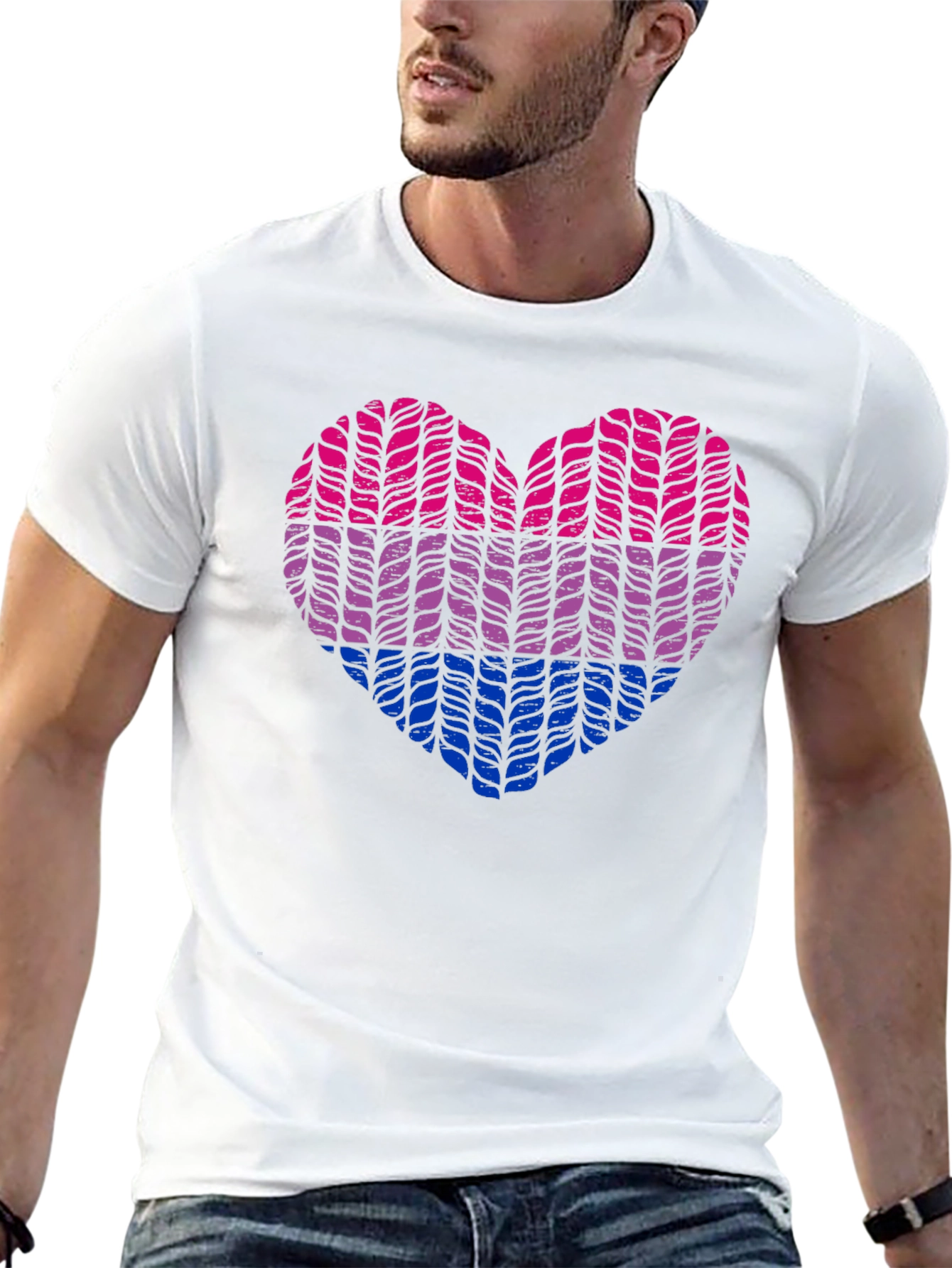Bisexual Pride Heart Knit Graphic Tee