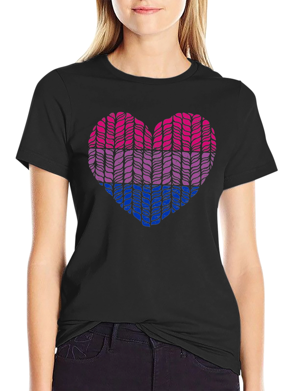 Bisexual Pride Heart Knit Graphic Tee