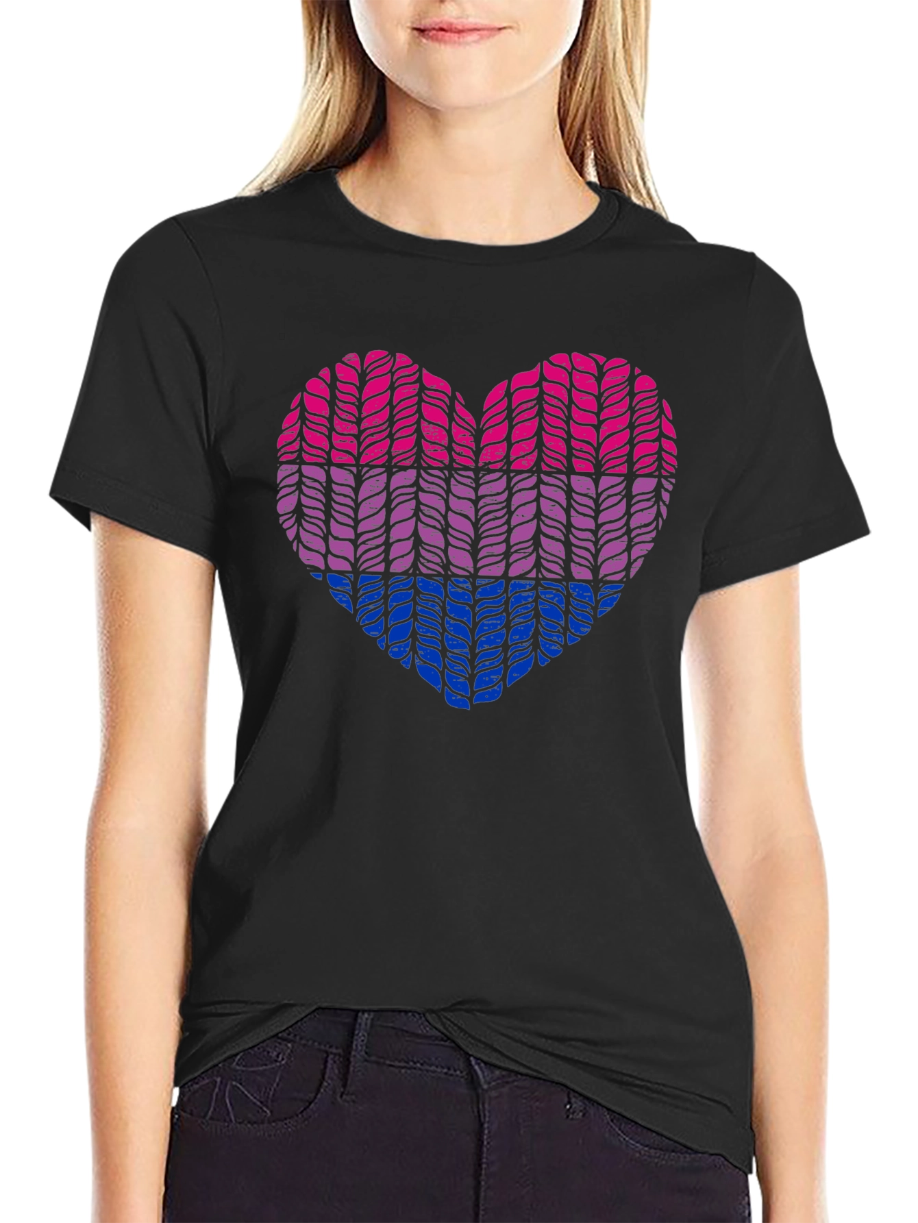 Bisexual Pride Heart Knit Graphic Tee