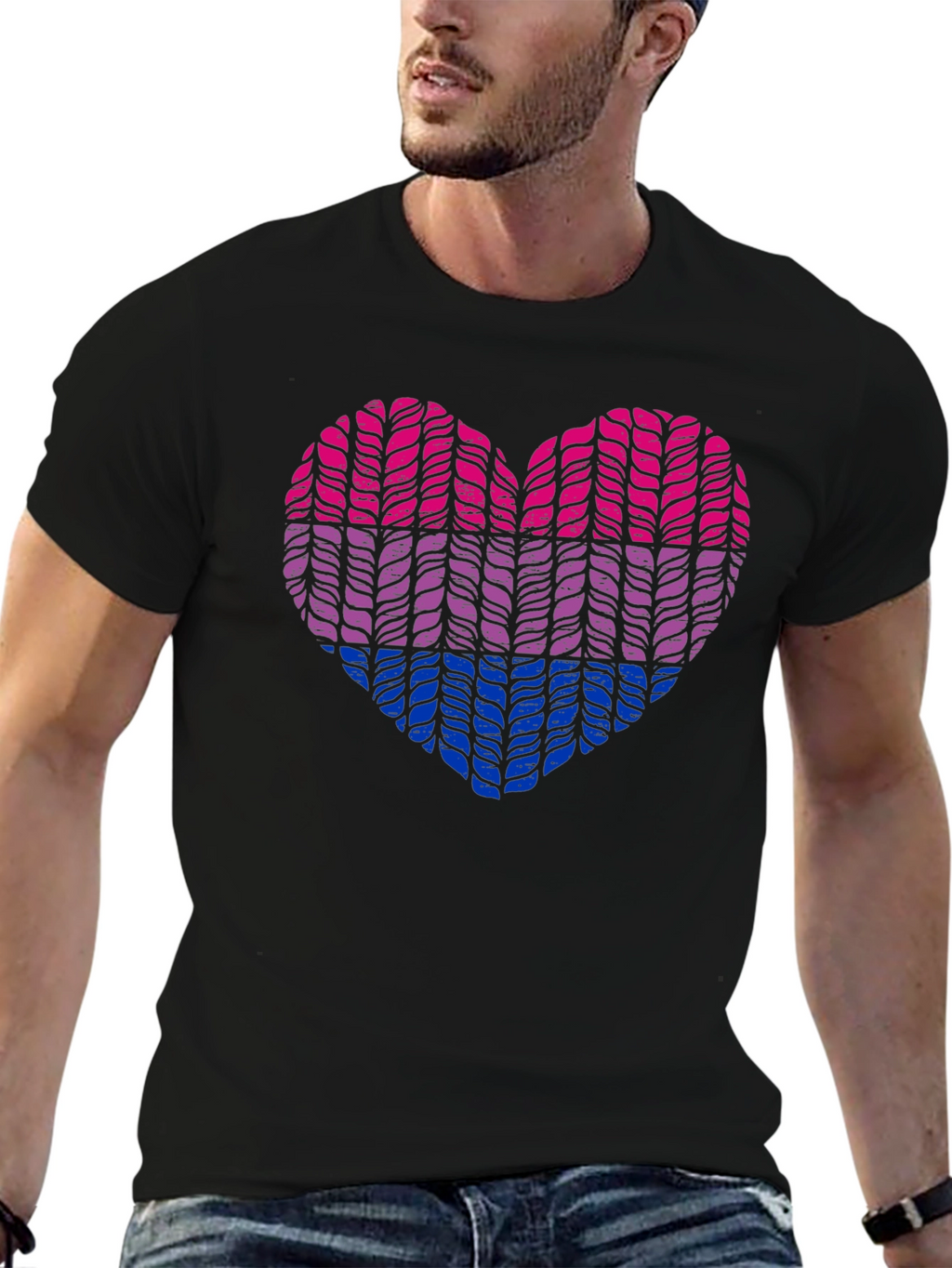 Bisexual Pride Heart Knit Graphic Tee