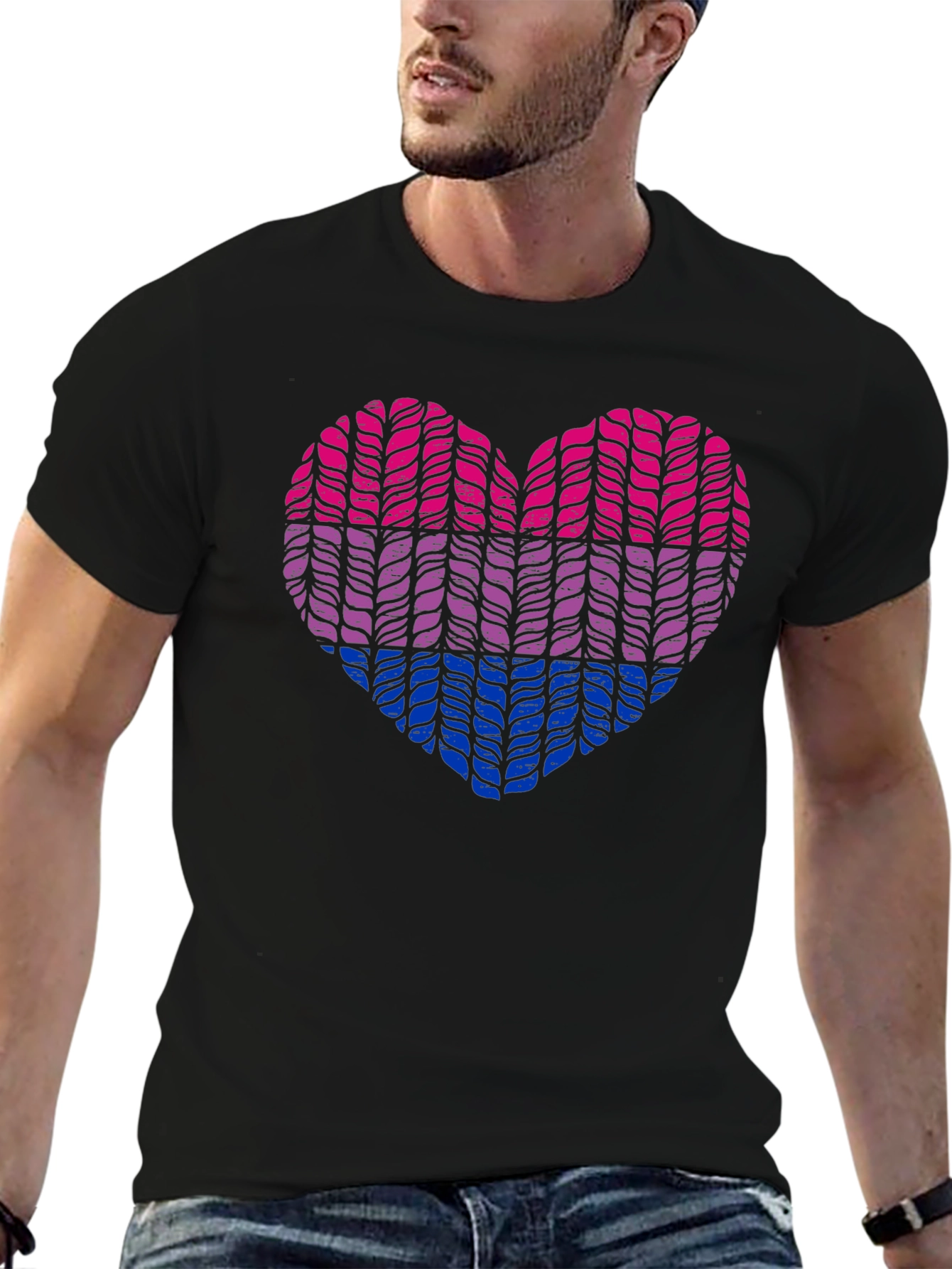 Bisexual Pride Heart Knit Graphic Tee