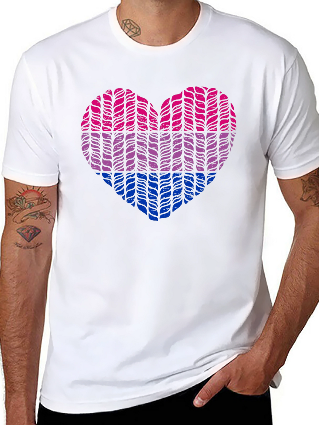 Bisexual Pride Heart Knit Graphic Tee