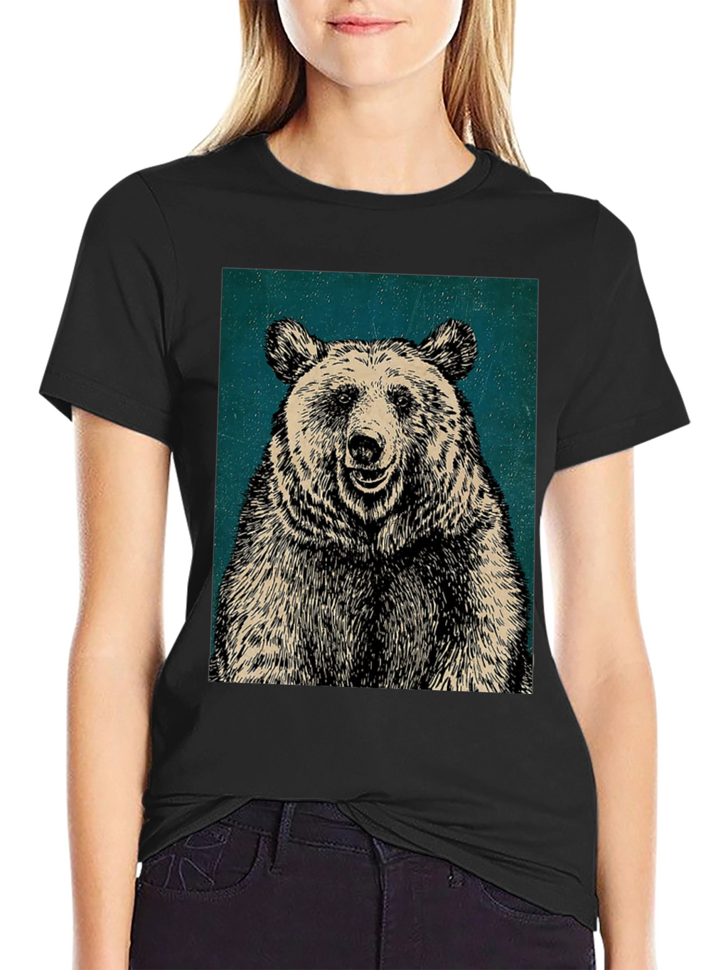 Mens Black Bear Graphic T-Shirt