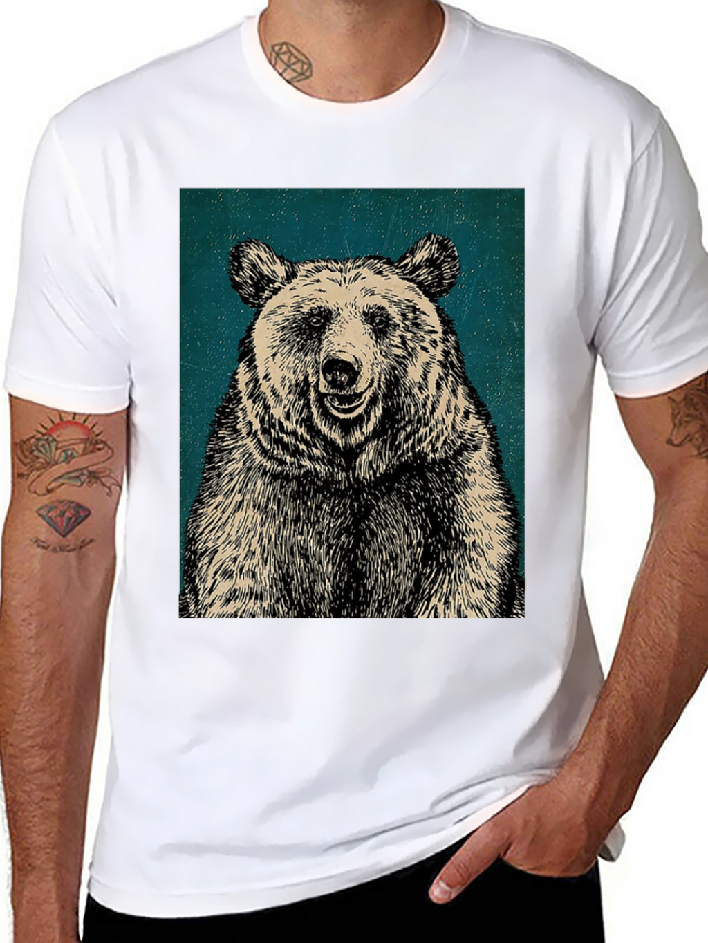 Mens Black Bear Graphic T-Shirt