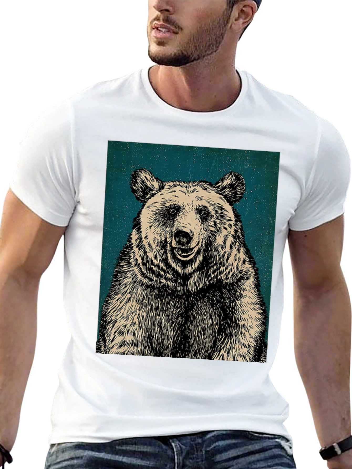 Mens Black Bear Graphic T-Shirt