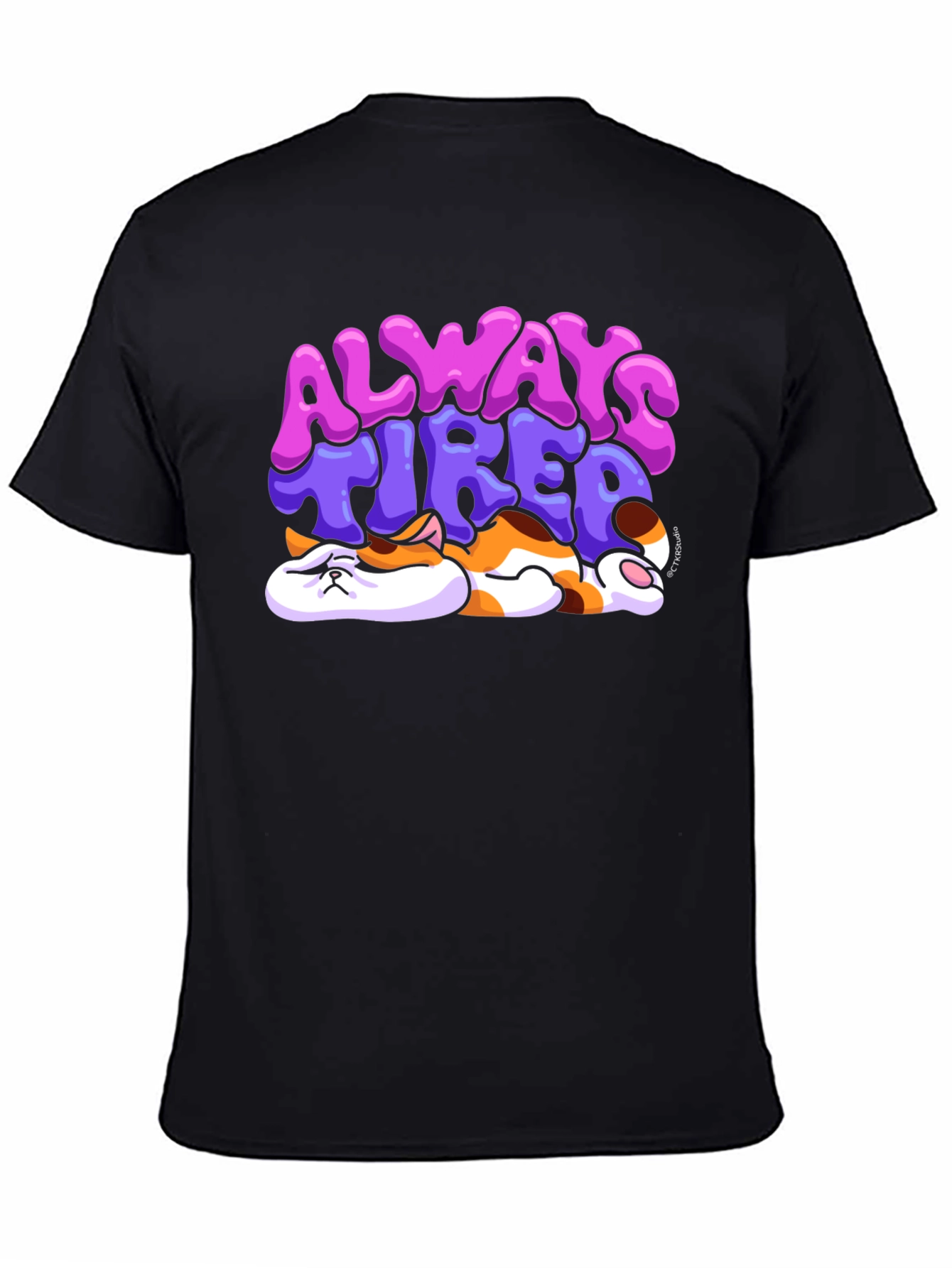 Always Tired Cat T-Shirt - Unisex Black Tee