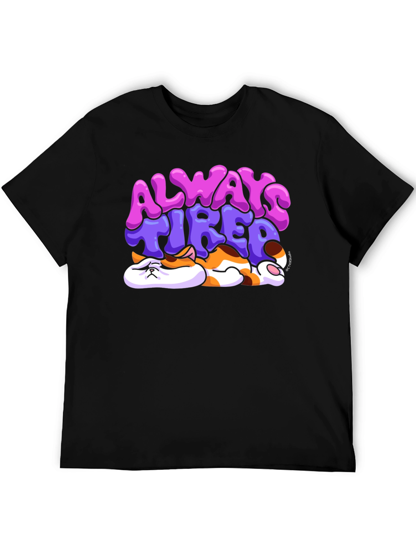 Always Tired Cat T-Shirt - Unisex Black Tee