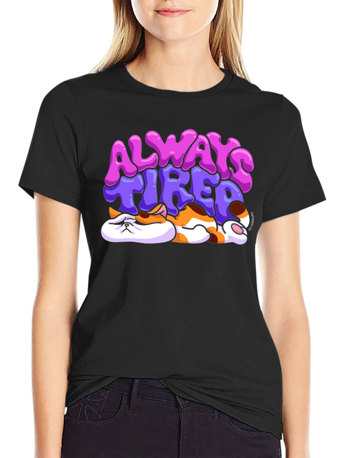 Always Tired Cat T-Shirt - Unisex Black Tee
