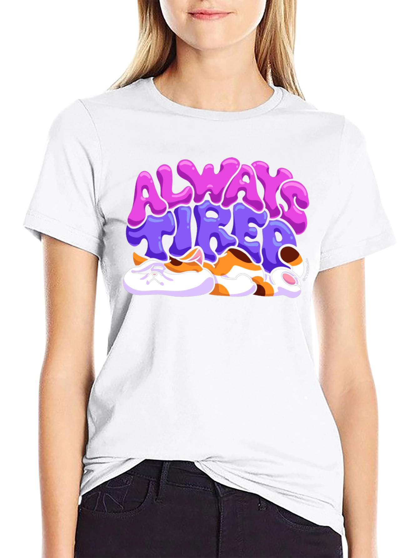 Always Tired Cat T-Shirt - Unisex Black Tee