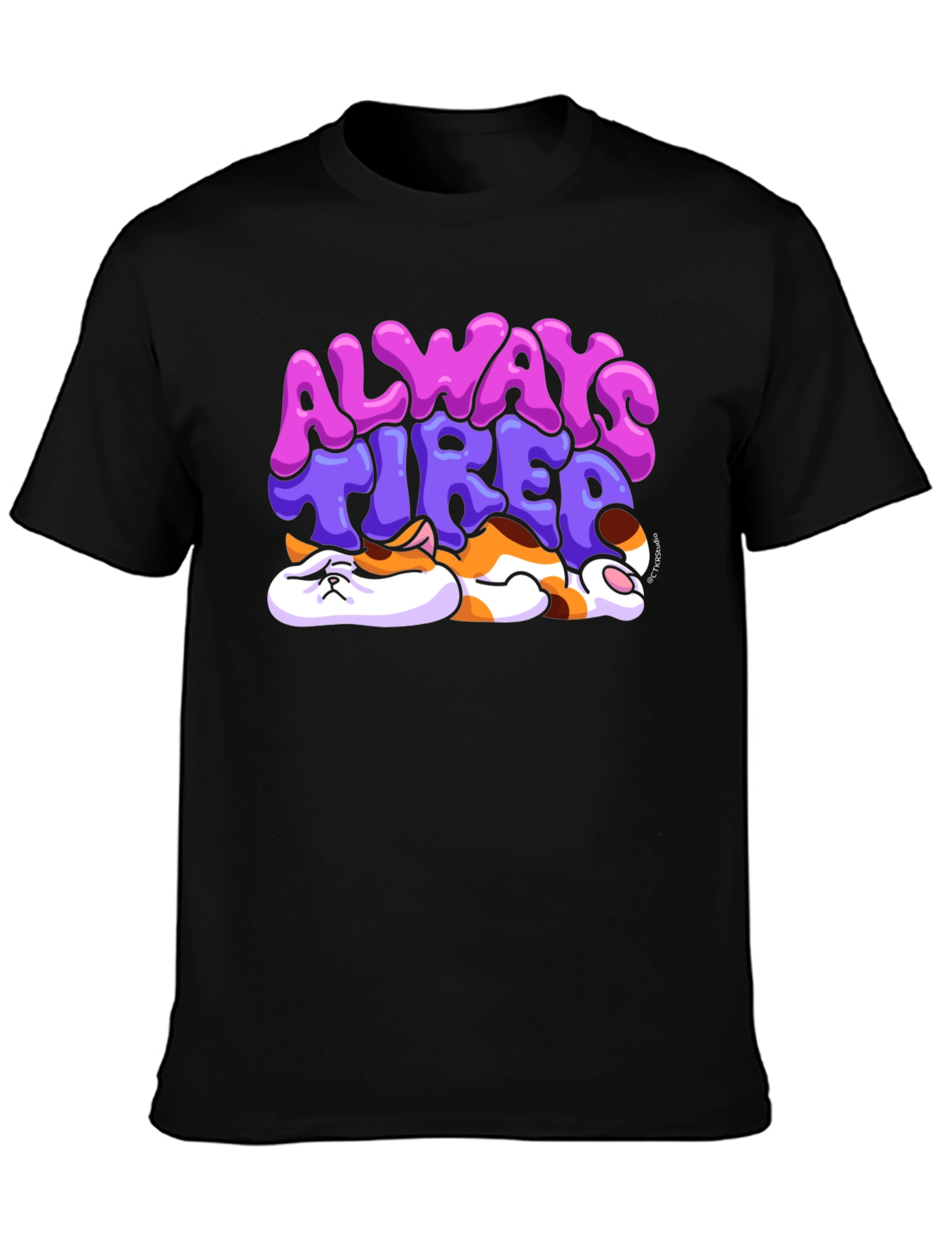 Always Tired Cat T-Shirt - Unisex Black Tee