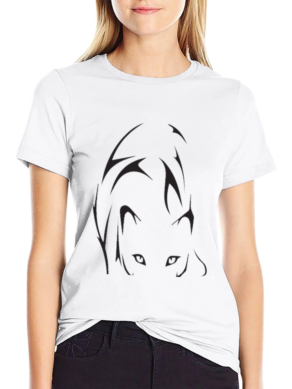Mens Black Graphic Tee - Anime Eyes Design